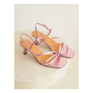 Bobbies - Alix Laminé deri sandaletler | Pembe