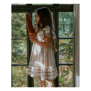 Fliink - Vira Striped Linen Dress | Ecru