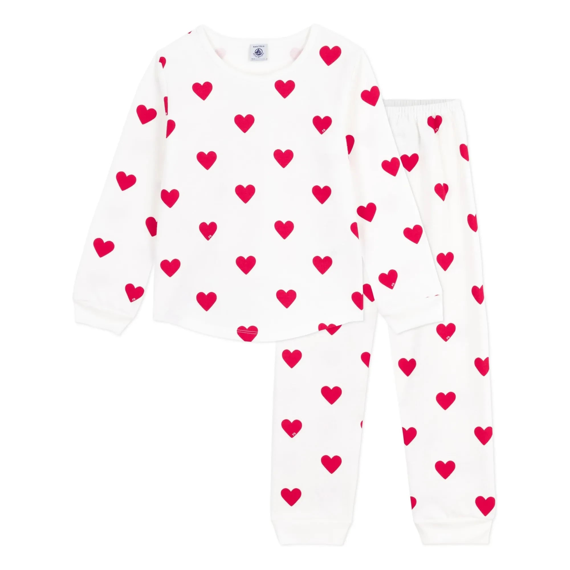 Petit Bateau - Heart-Shaped Fleece Pajamas | Ecru