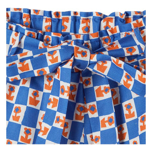 Fabula - Short Damiers Flowers with Belt | Blue