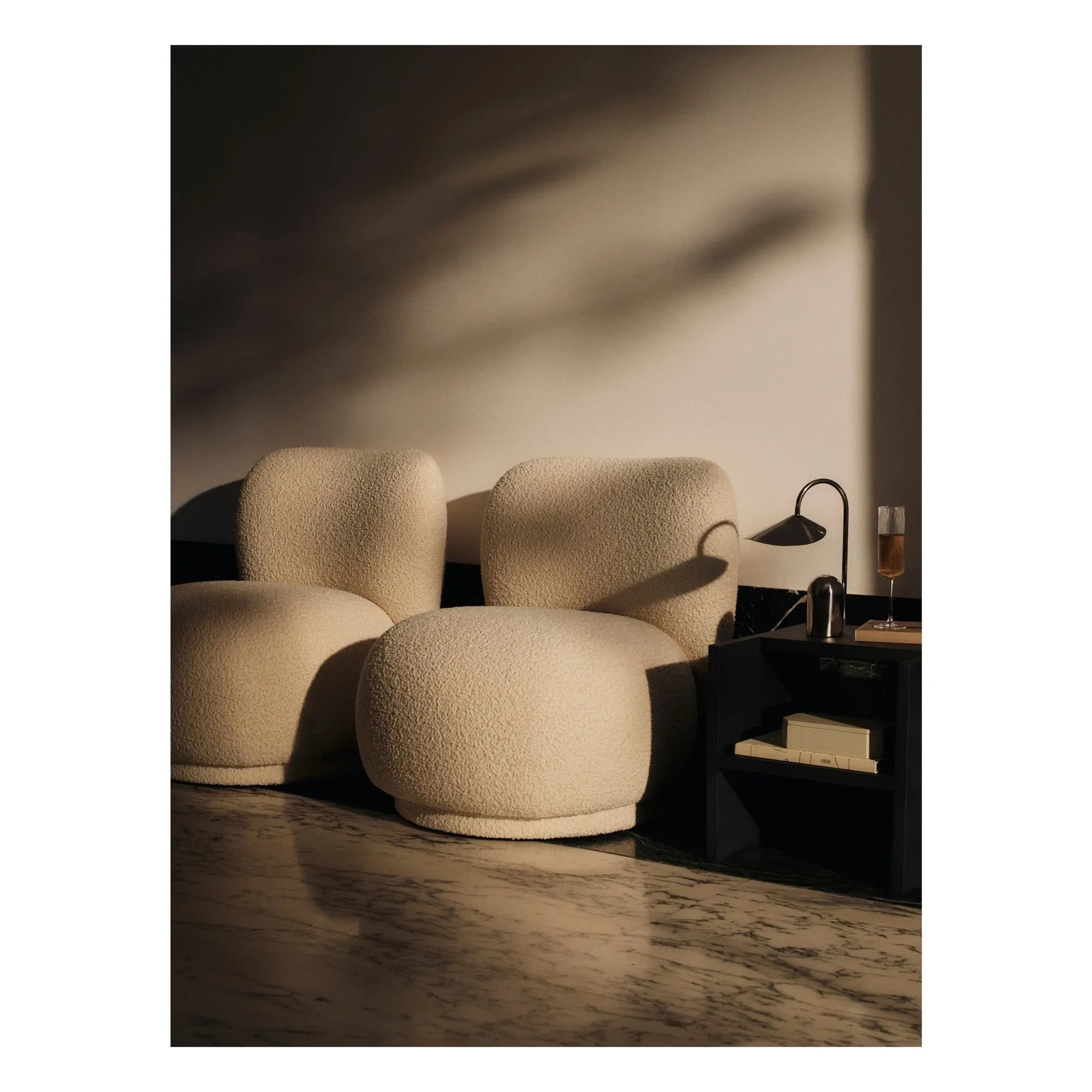 Ferm Living - Rico Piccolo curved fabric armchair | Cream
