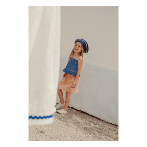 THE LiTTLE POETS - Embroidered Skirt Organic Cotton Checkered | Apricot
