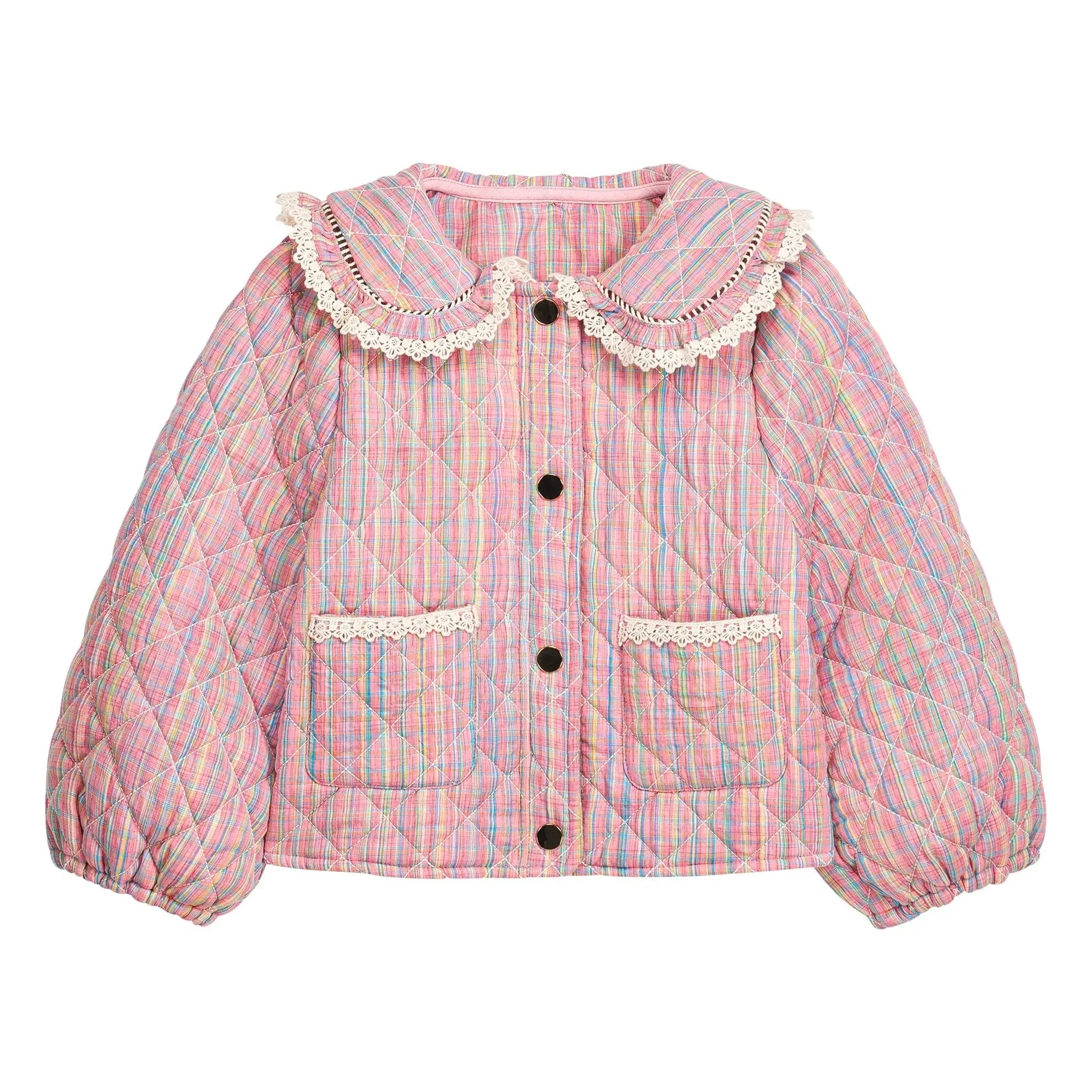 Louise Misha - Joulia Checked Quilted Jacket | Pink