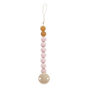 Hevea - Natural Rubber and Rubber Tree Pacifier Clip | Powder Pink