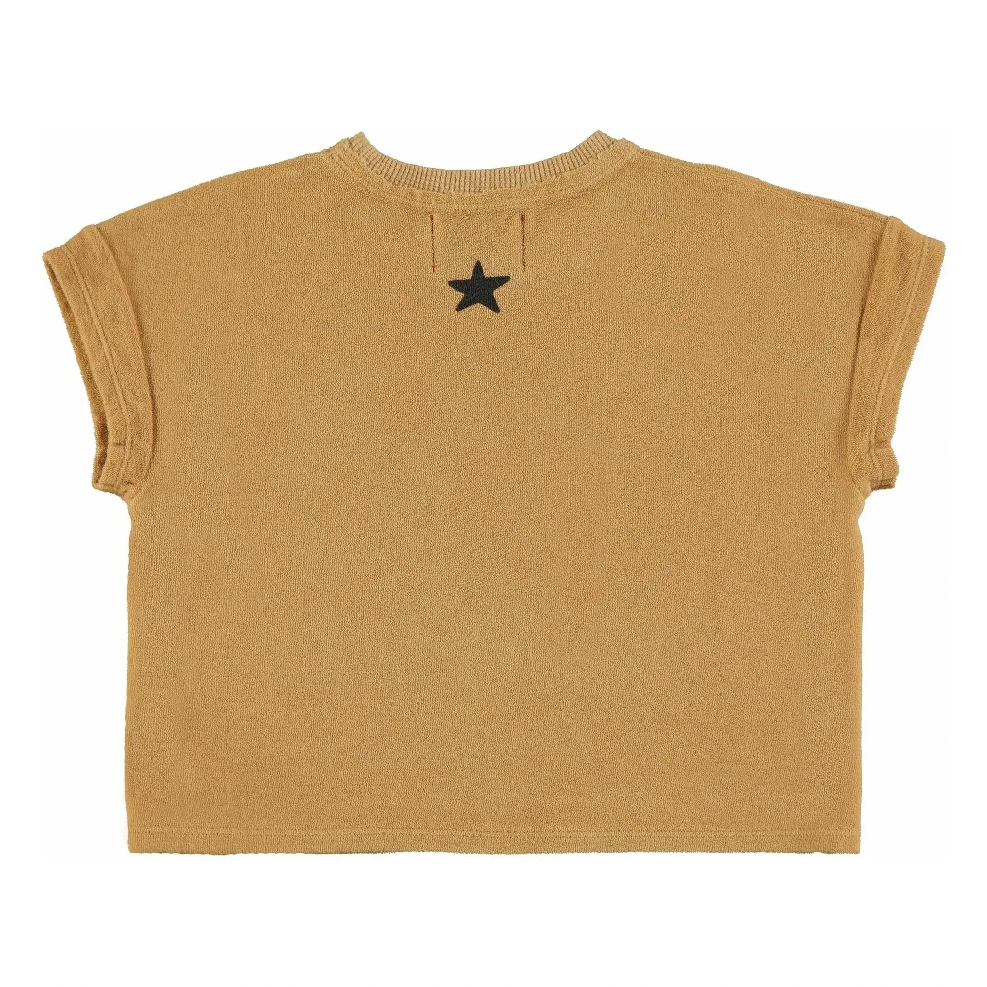 Piupiuchick - Organic Cotton Plush T-Shirt with Tiger Texture | Mustard