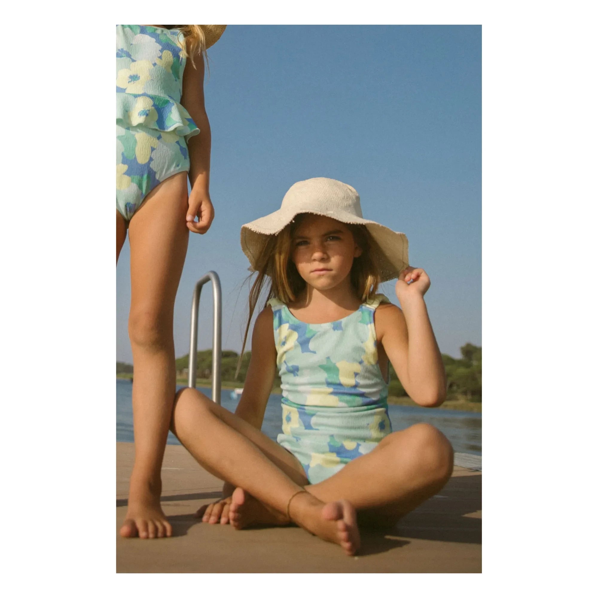 My First Cantê - Mel Fleuri Textured Swimsuit | Light Blue