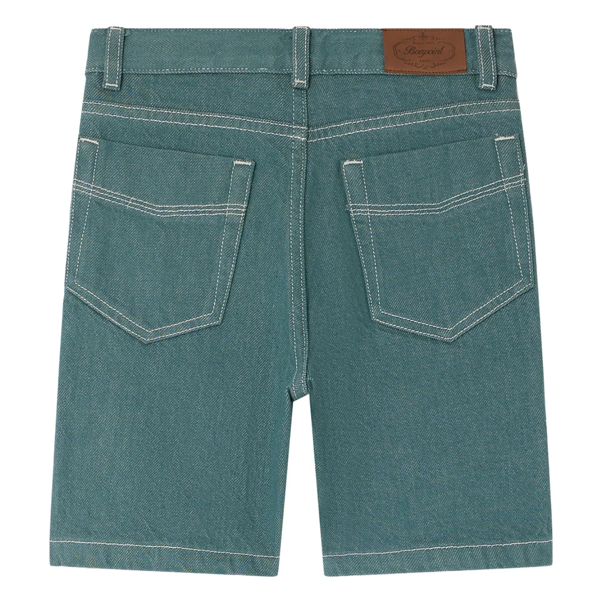 Bonpoint - Elvio Denim Bermuda Shorts Organic Cotton | Emerald Green