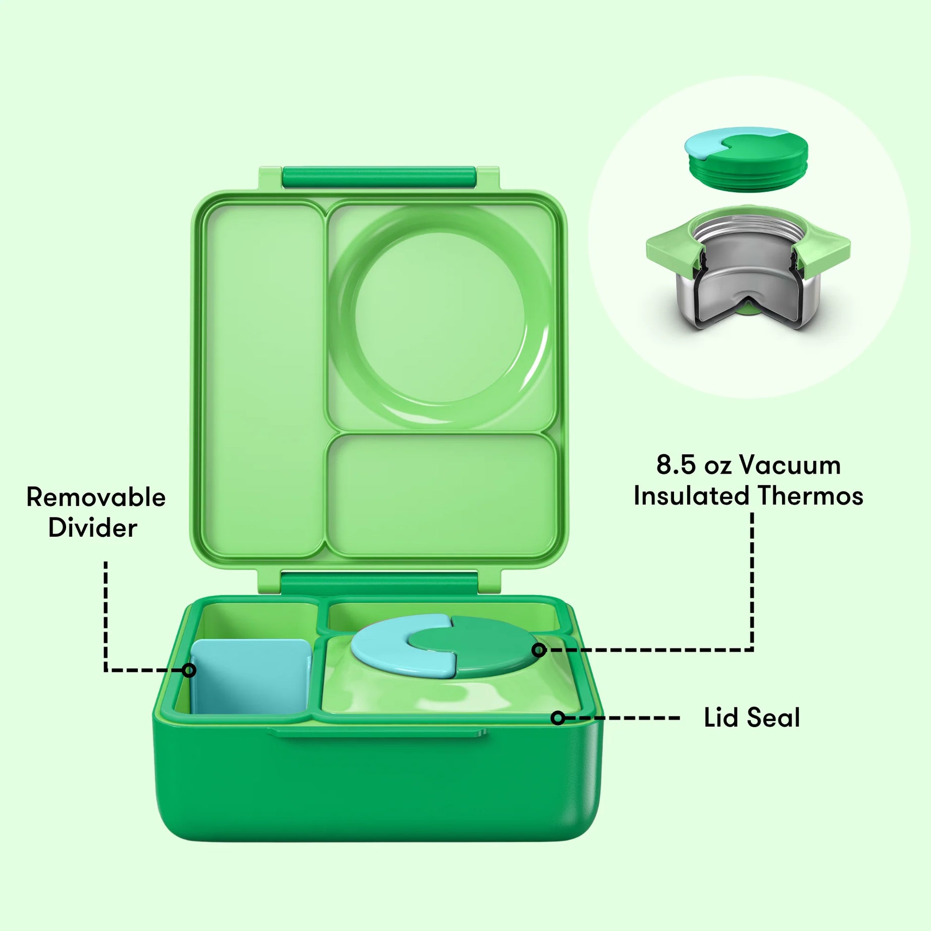 Omiebox - Thermal Insulated Apple Green Bento Lunch Box