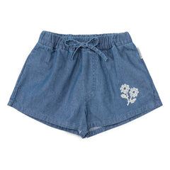 Mipounet - Short Denim Amélie Cotton Flower BCI | Blue