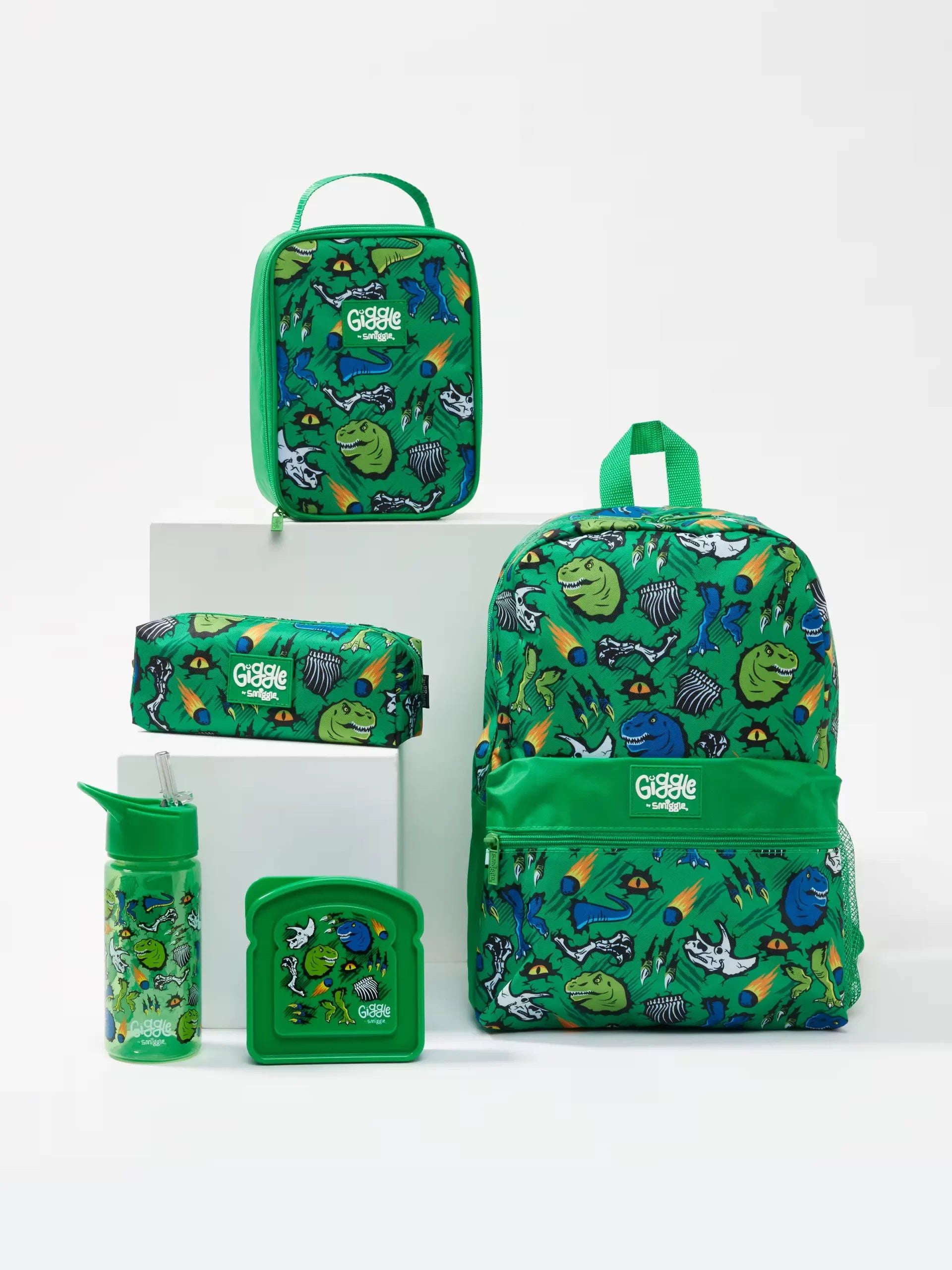 Smiggle - Giggle 5li Okul Çanta Seti Paketi-Dinossi