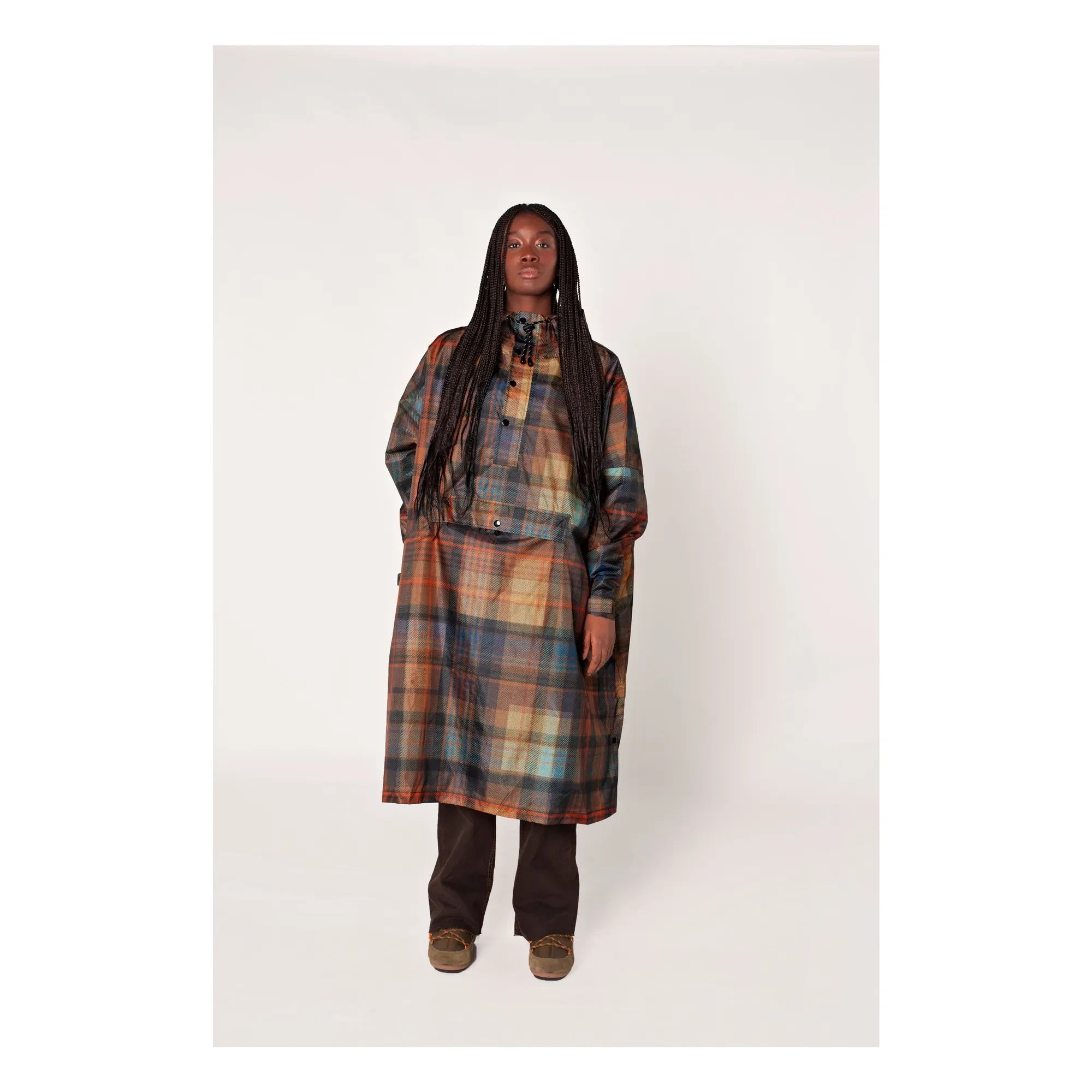 Rainkiss - Tartan Raincoat Cape - Women's Collection | Orange
