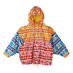 Fabula - Damier Fleurs Windbreaker | Orange