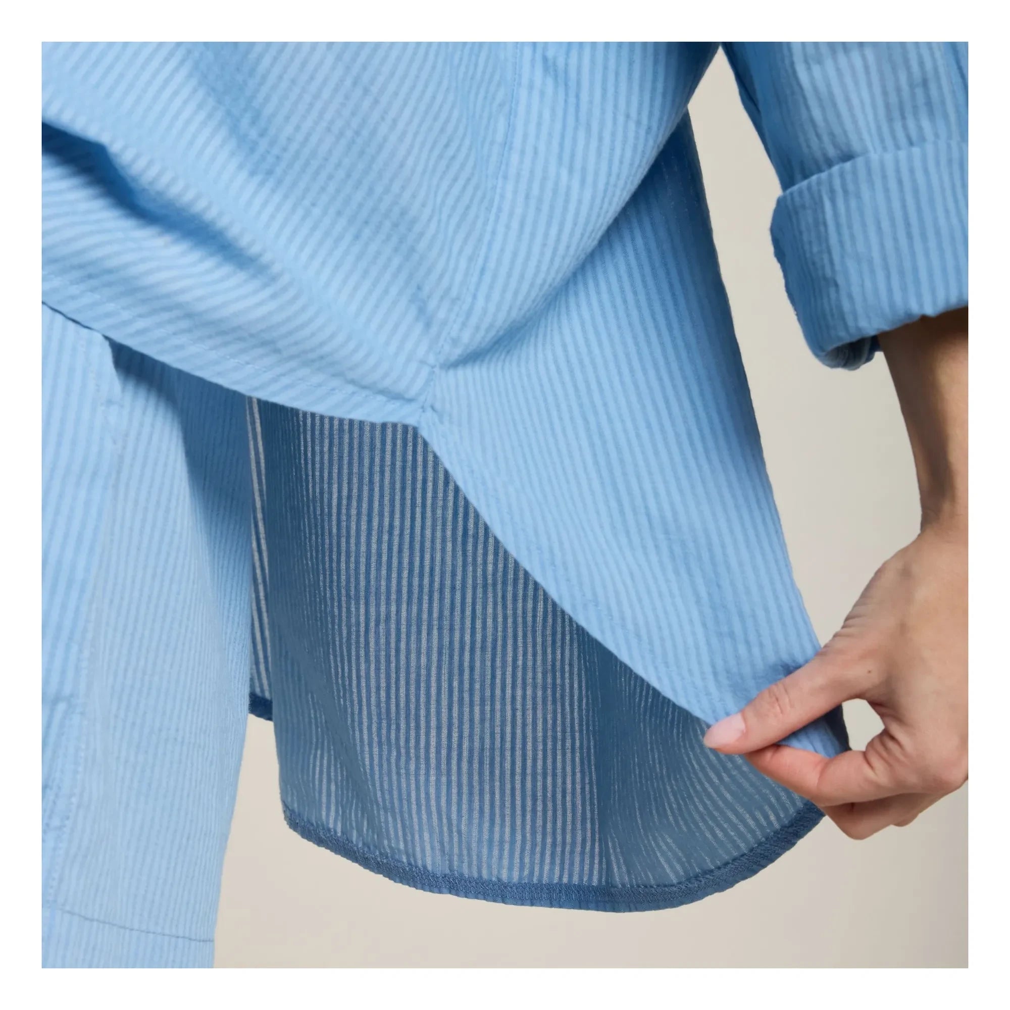 Maison Saint Julien - Ramatuelle Pamuklu Voile Gömlek | Azure Mavi