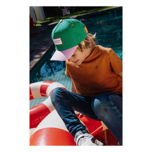 Hello Hossy - Organic Cotton Mini Curved Brim Hat | Chrome green
