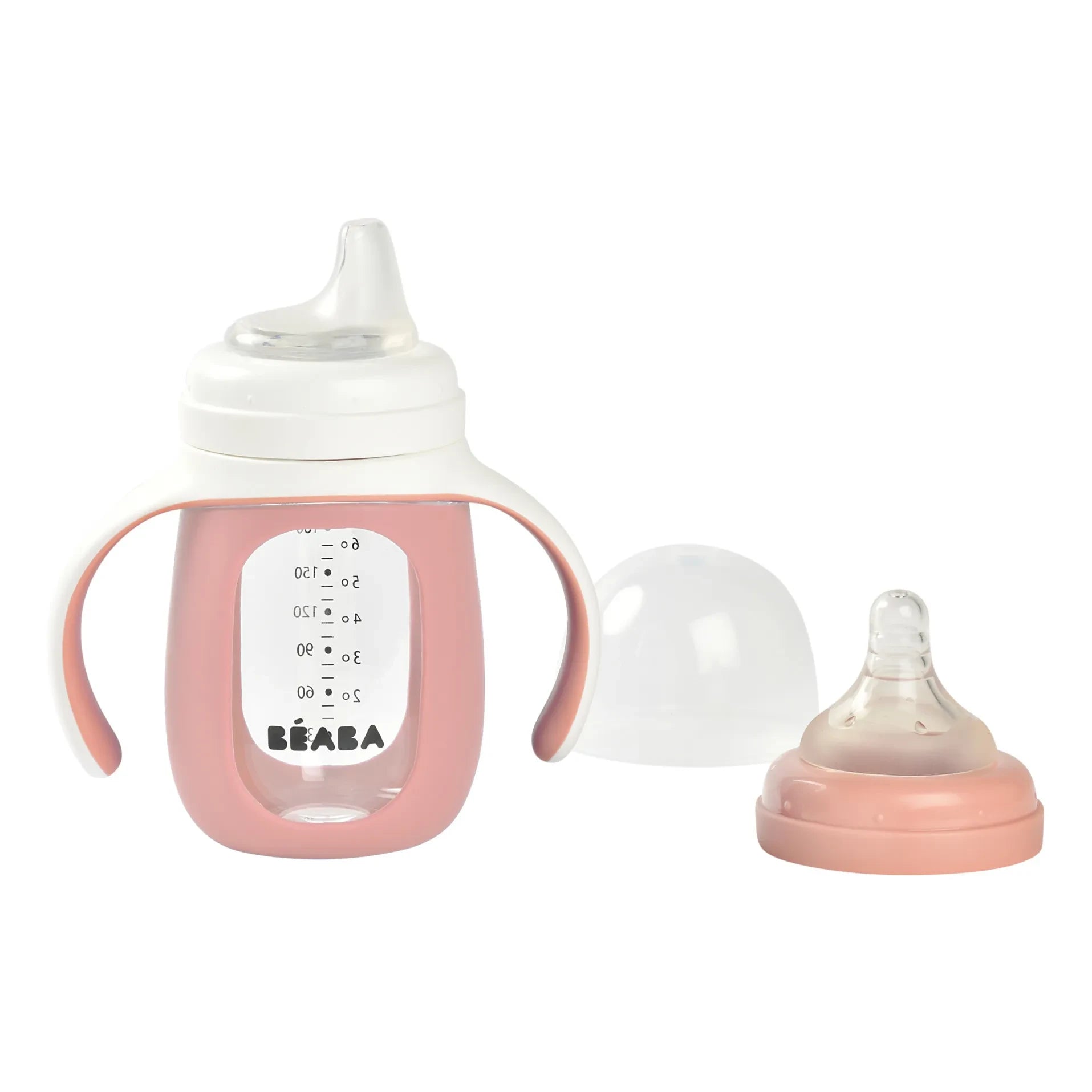 Béaba - Glass Training Baby Bottle | Dusty Pink