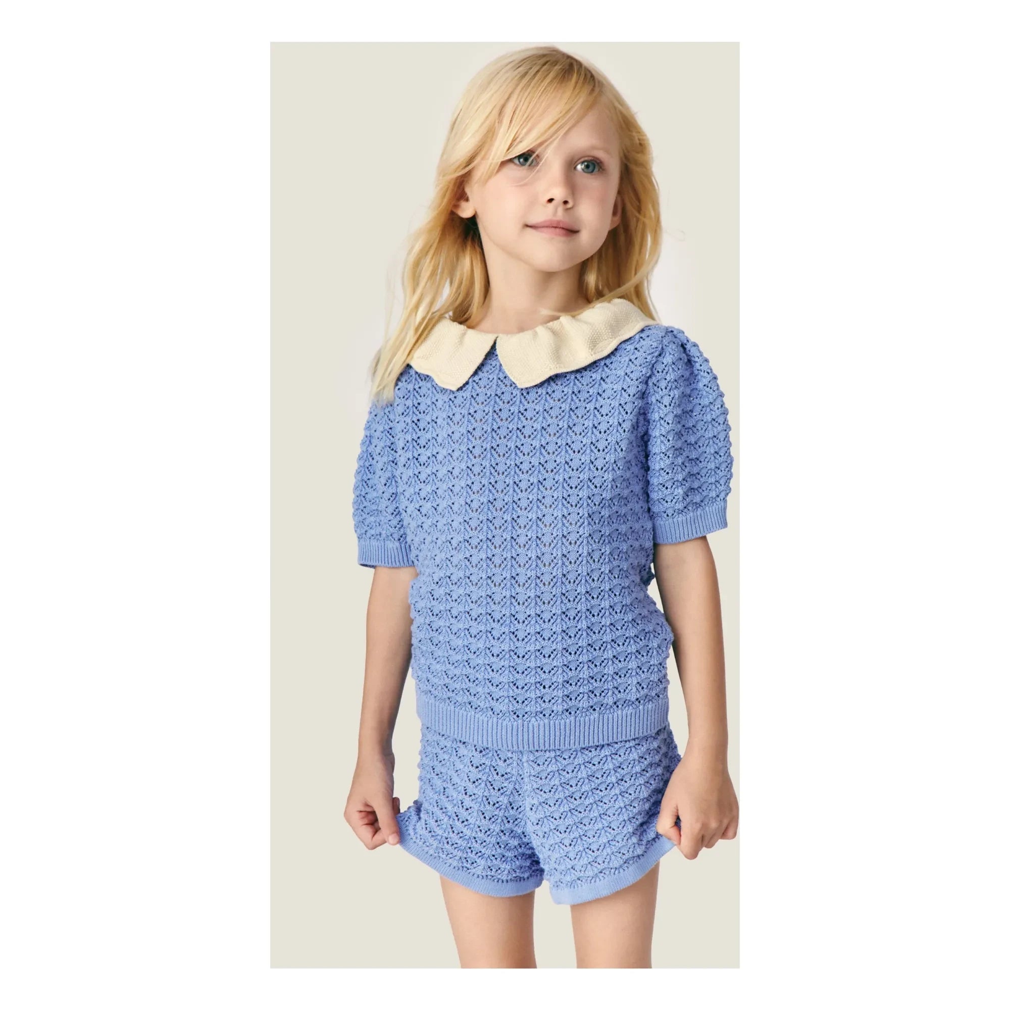 Mipounet - Blue Cherry Crochet Short Shorts | Blue