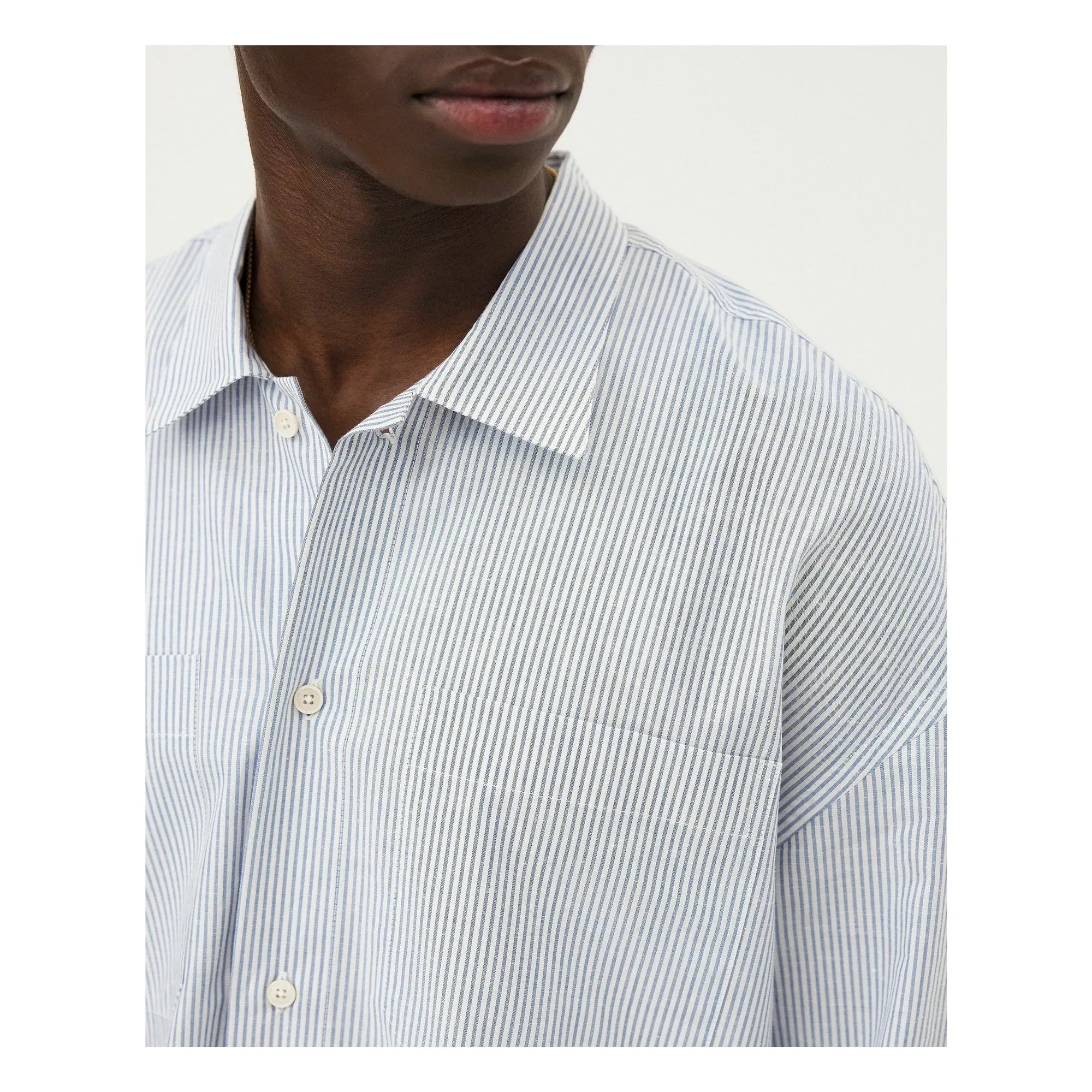 Noyoco - Bora Striped Organic Cotton Shirt | Light Blue
