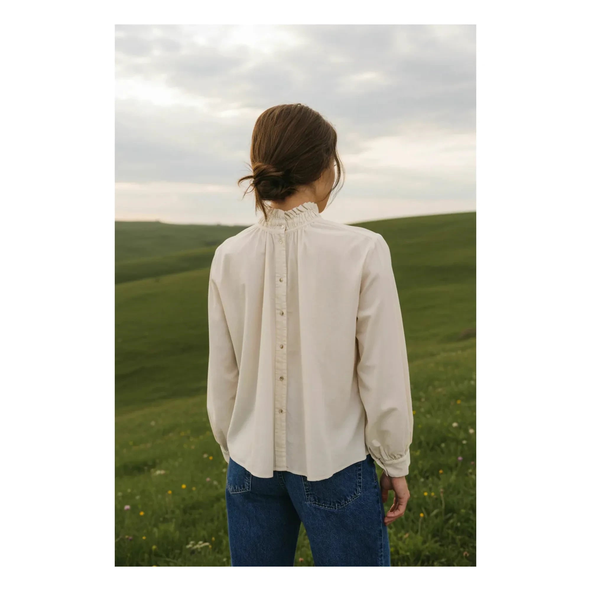 Sacrécoeur - Soline Velour Ribbed Blouse | Ecru