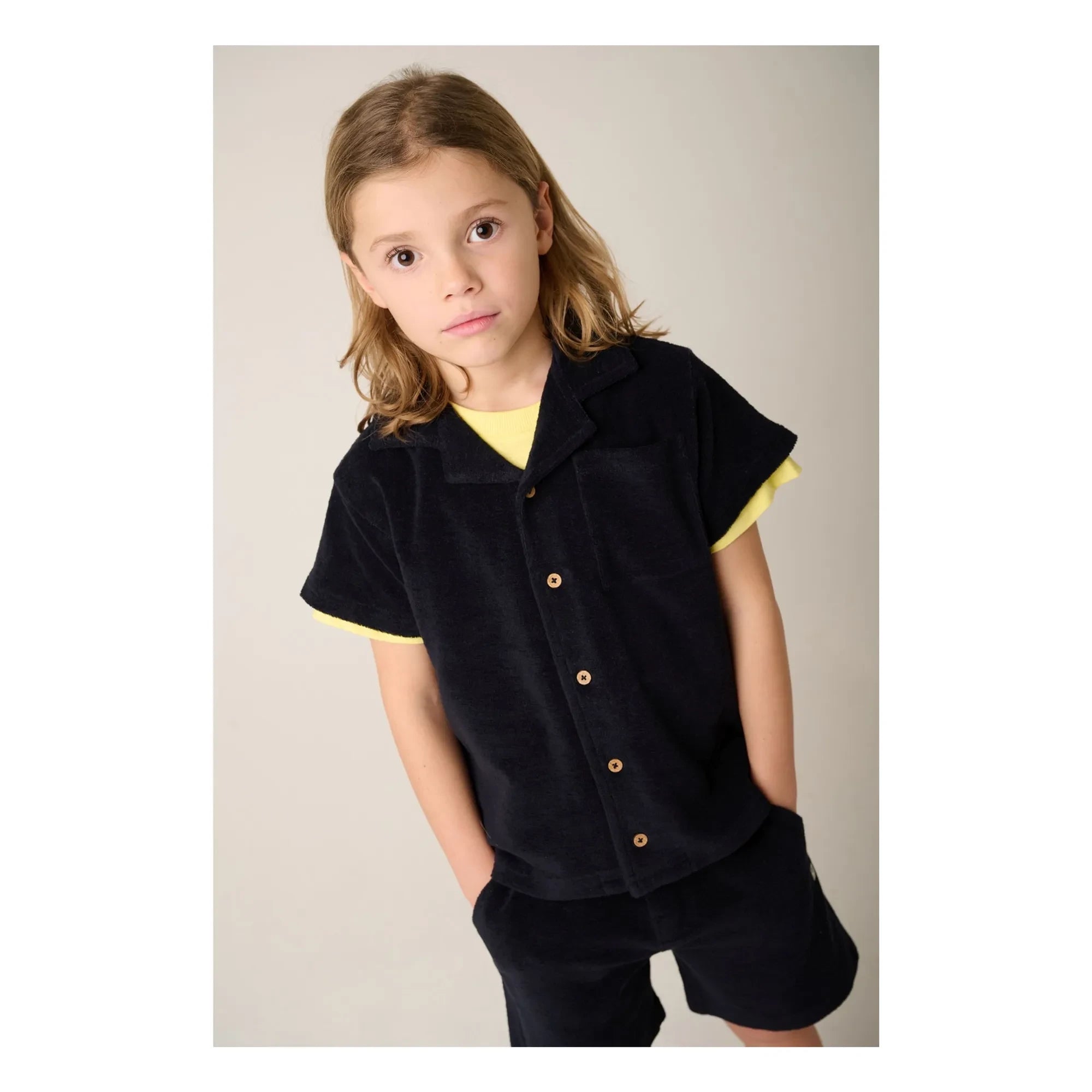 Tumble N'Dry - Coastal organic cotton terry shirt | Dark Blue