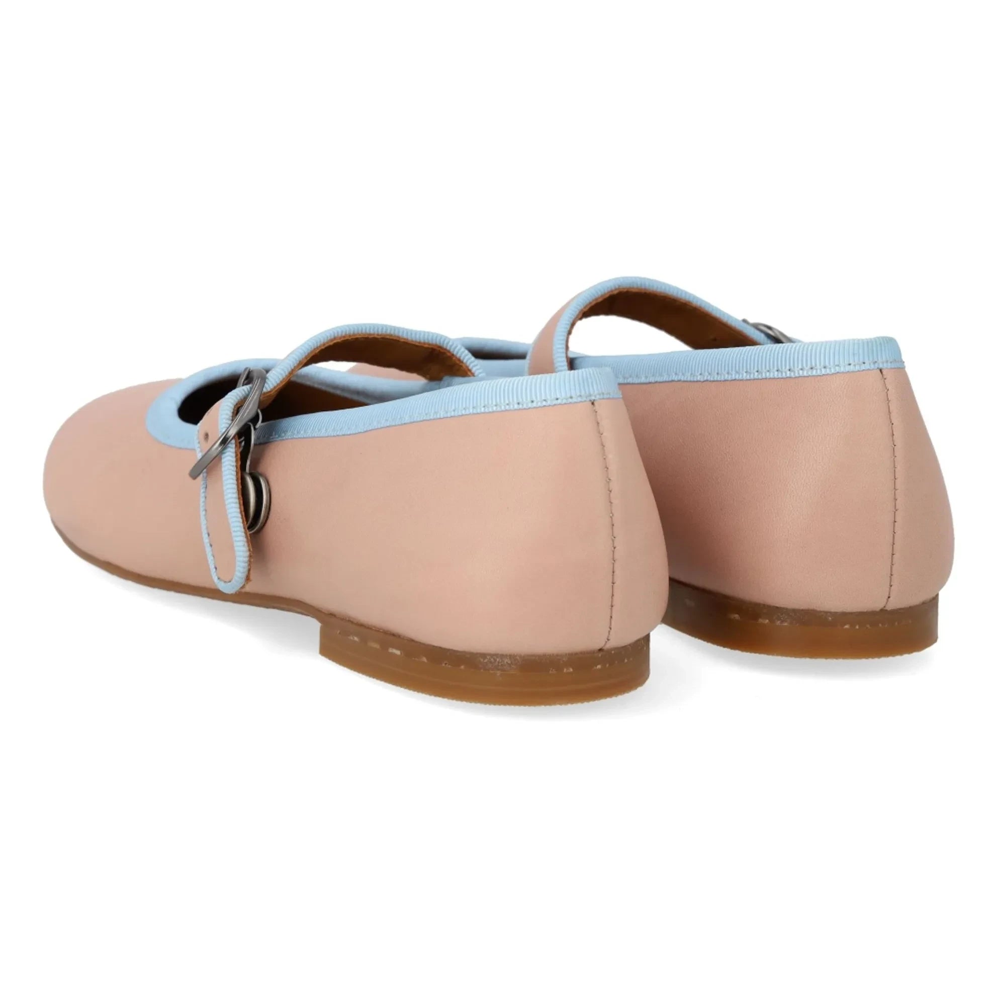 Angulus - Mary Jane Flats with Contrast Stripes | Light Pink
