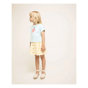 Búho - Strawberry Patterned Organic Cotton T-Shirt | Aqua