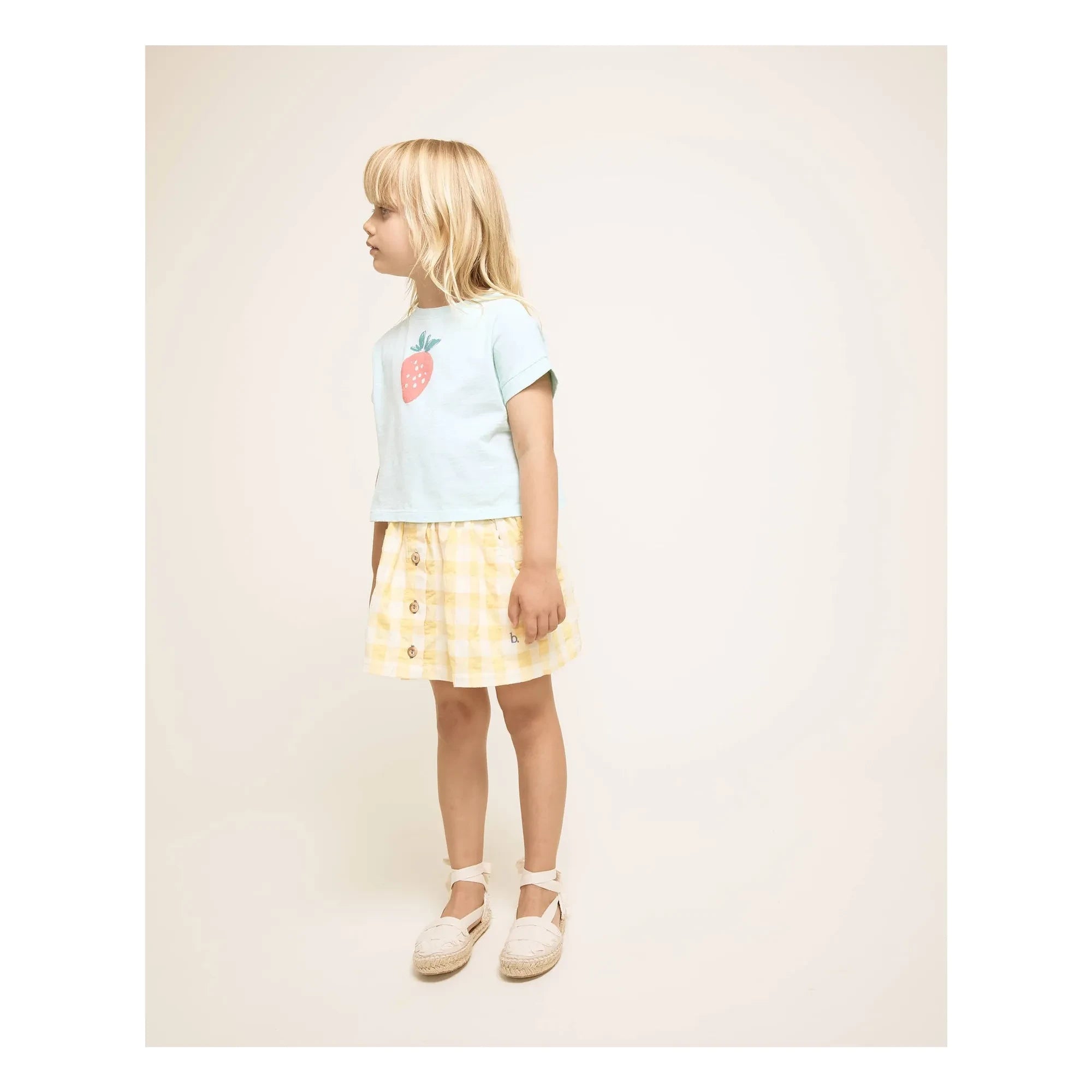 Búho - Strawberry Patterned Organic Cotton T-Shirt | Aqua