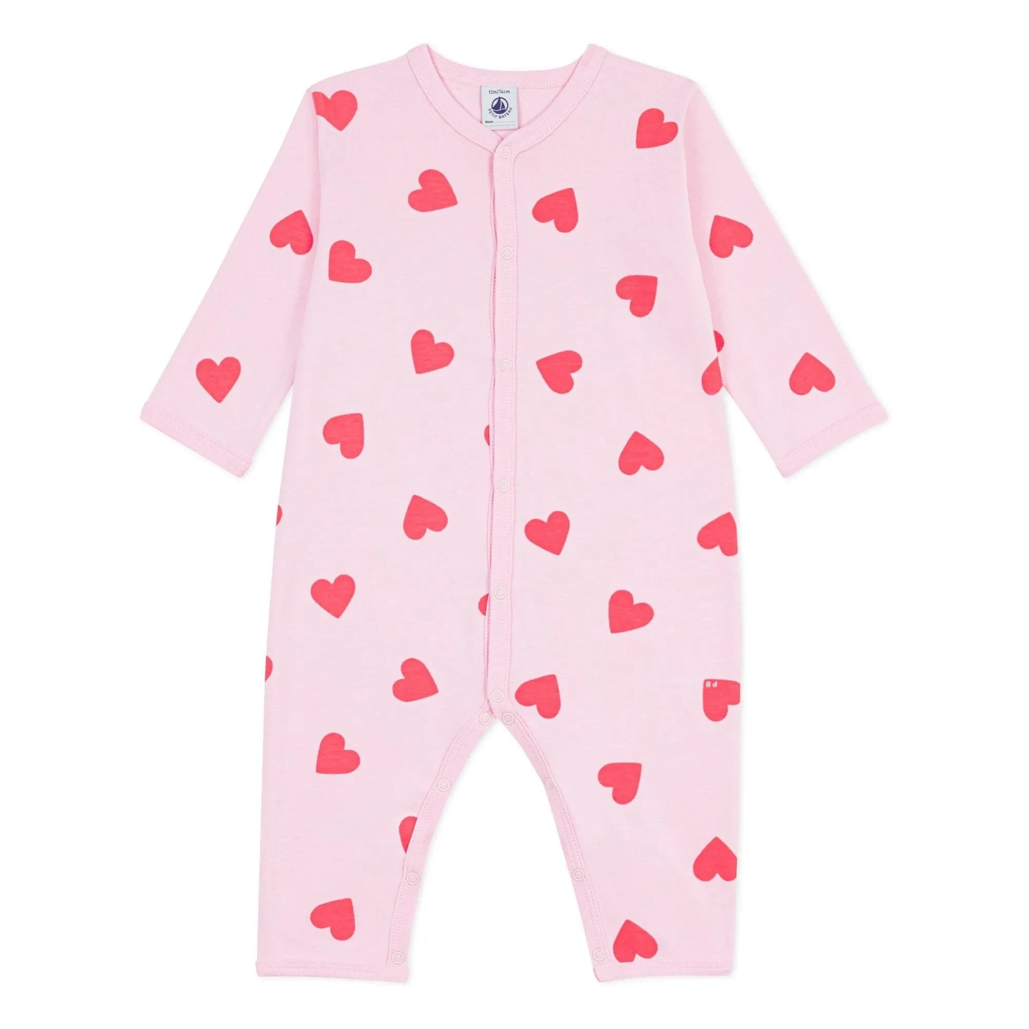 Petit Bateau - Heart Patterned Socksless Pajamas | Pink
