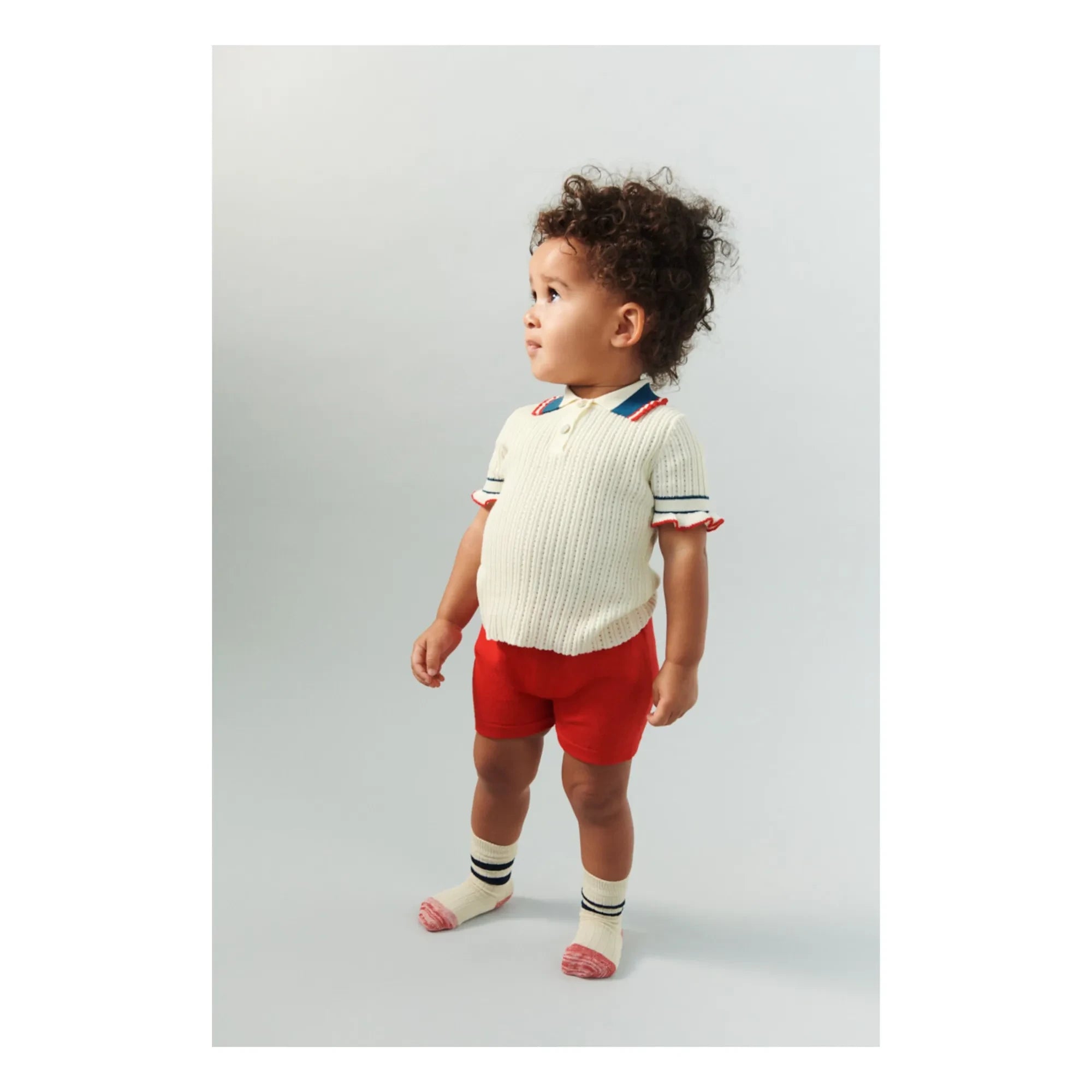 FUB - Polo Pointelle Thin Organic Cotton Knit | Ecru