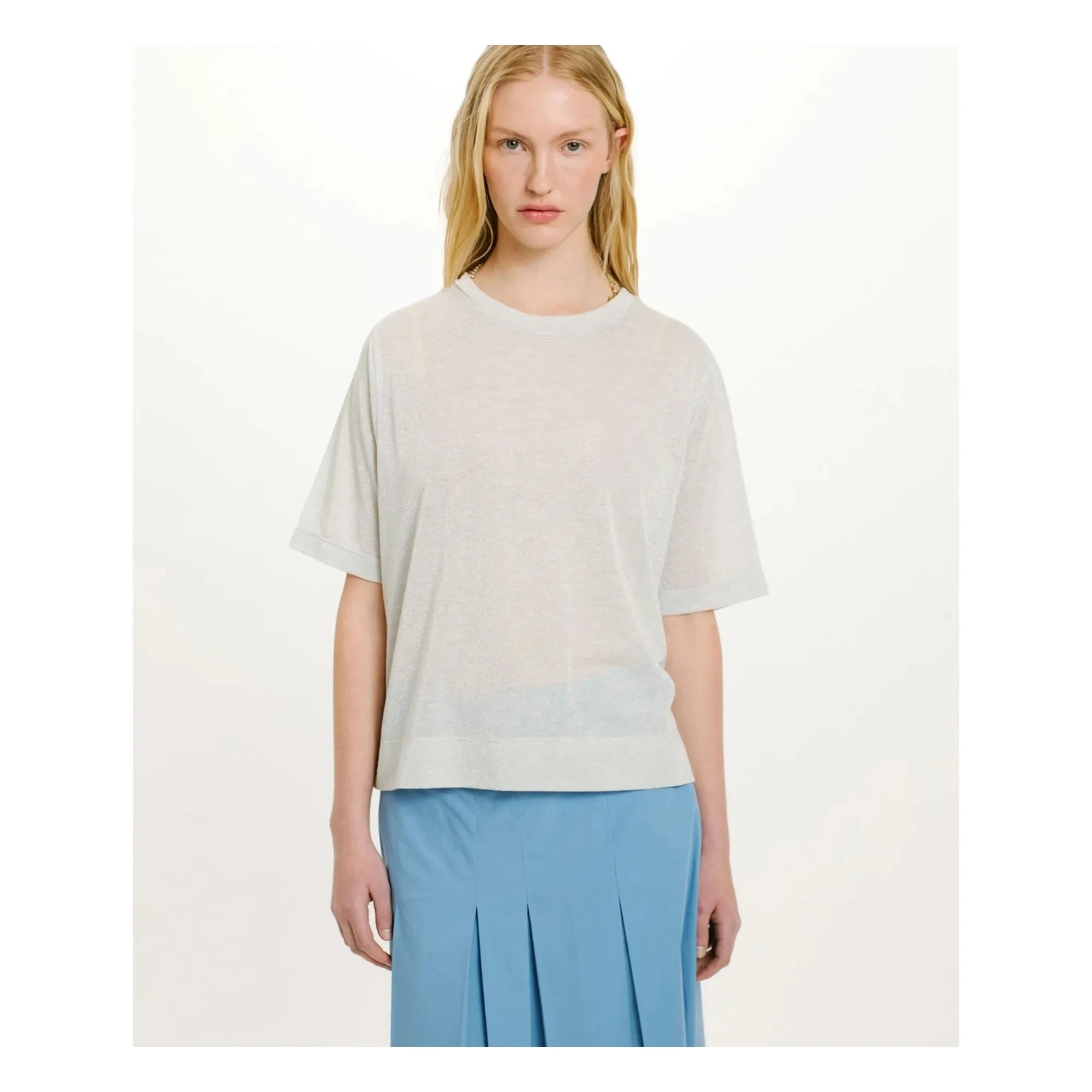 Momoni - Iora Metallic T-Shirt | Light Gray