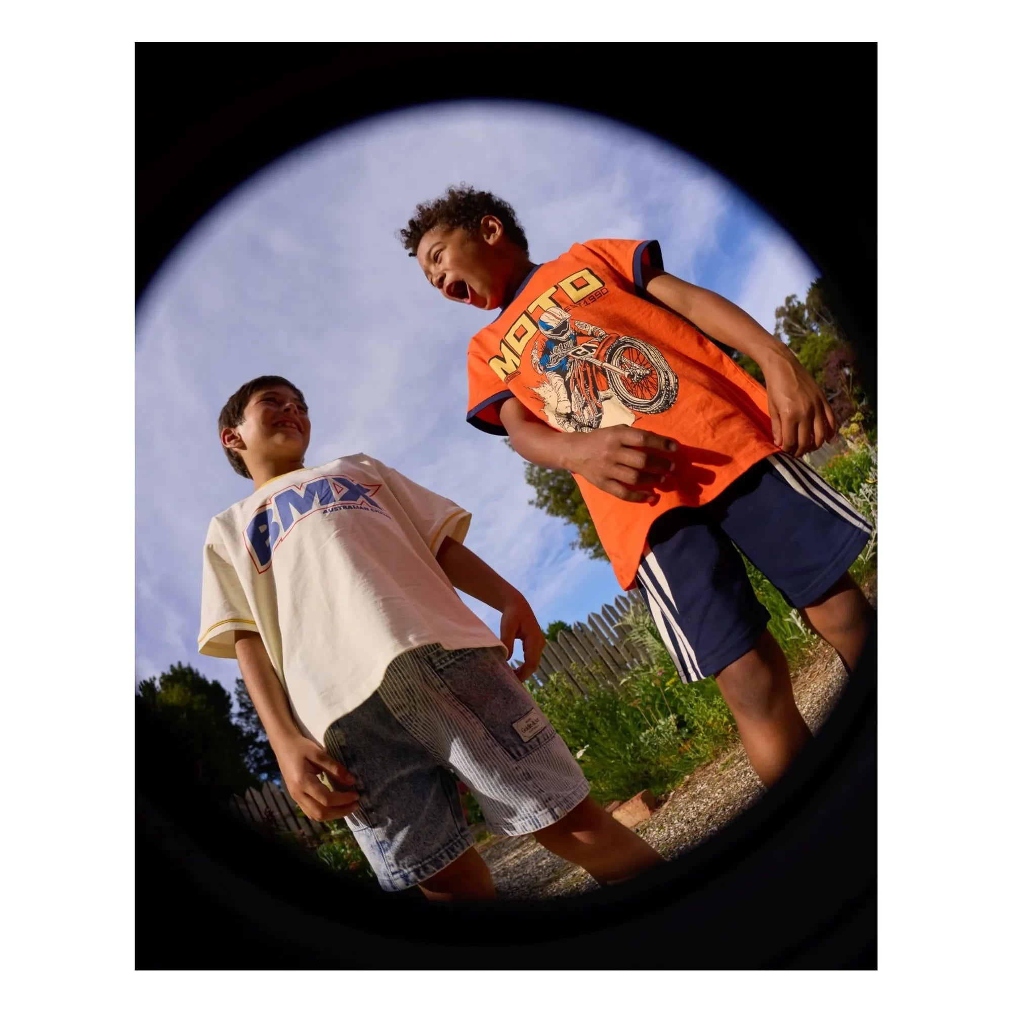 Goldie + Ace - Çizgili Kot Şort | Mavi