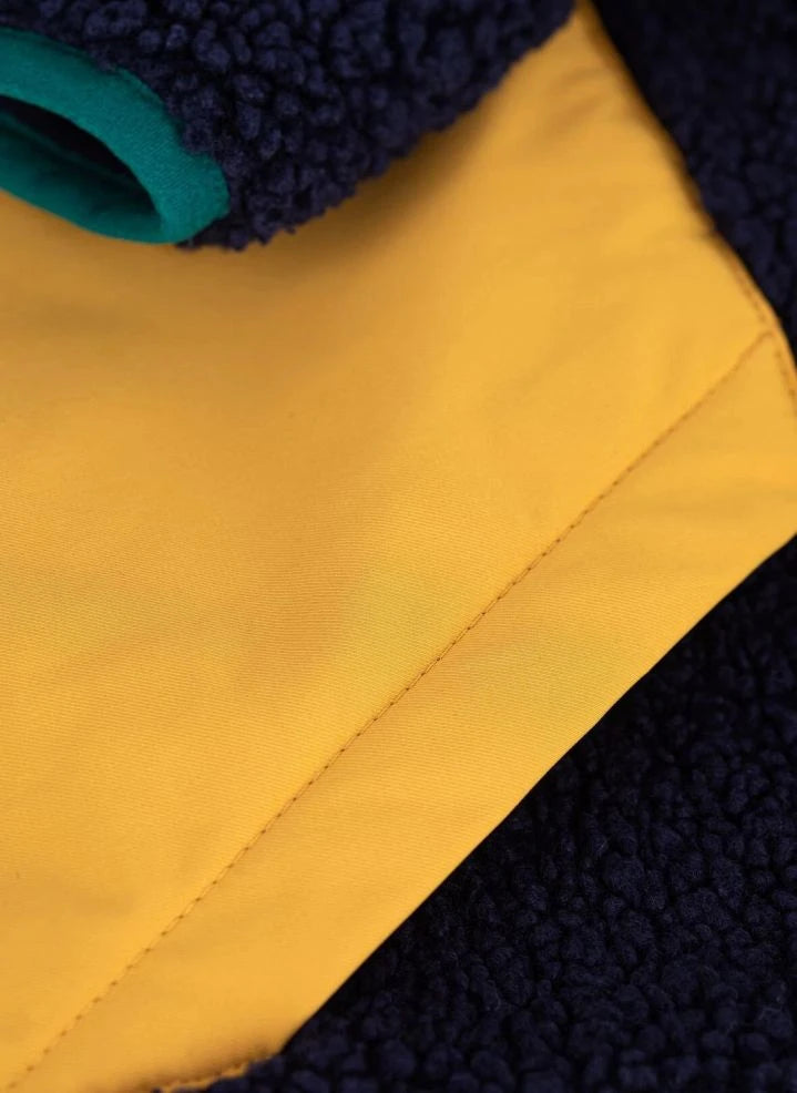 Petit Bateau - Midnight Blue Color-Block Sherpa Jacket