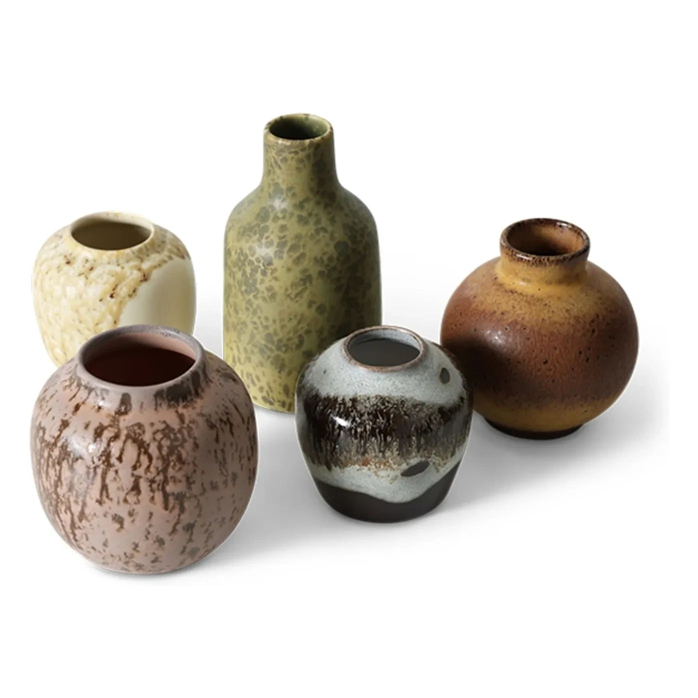 HKliving - Set of 5 Ceramic Vases | Multicolored