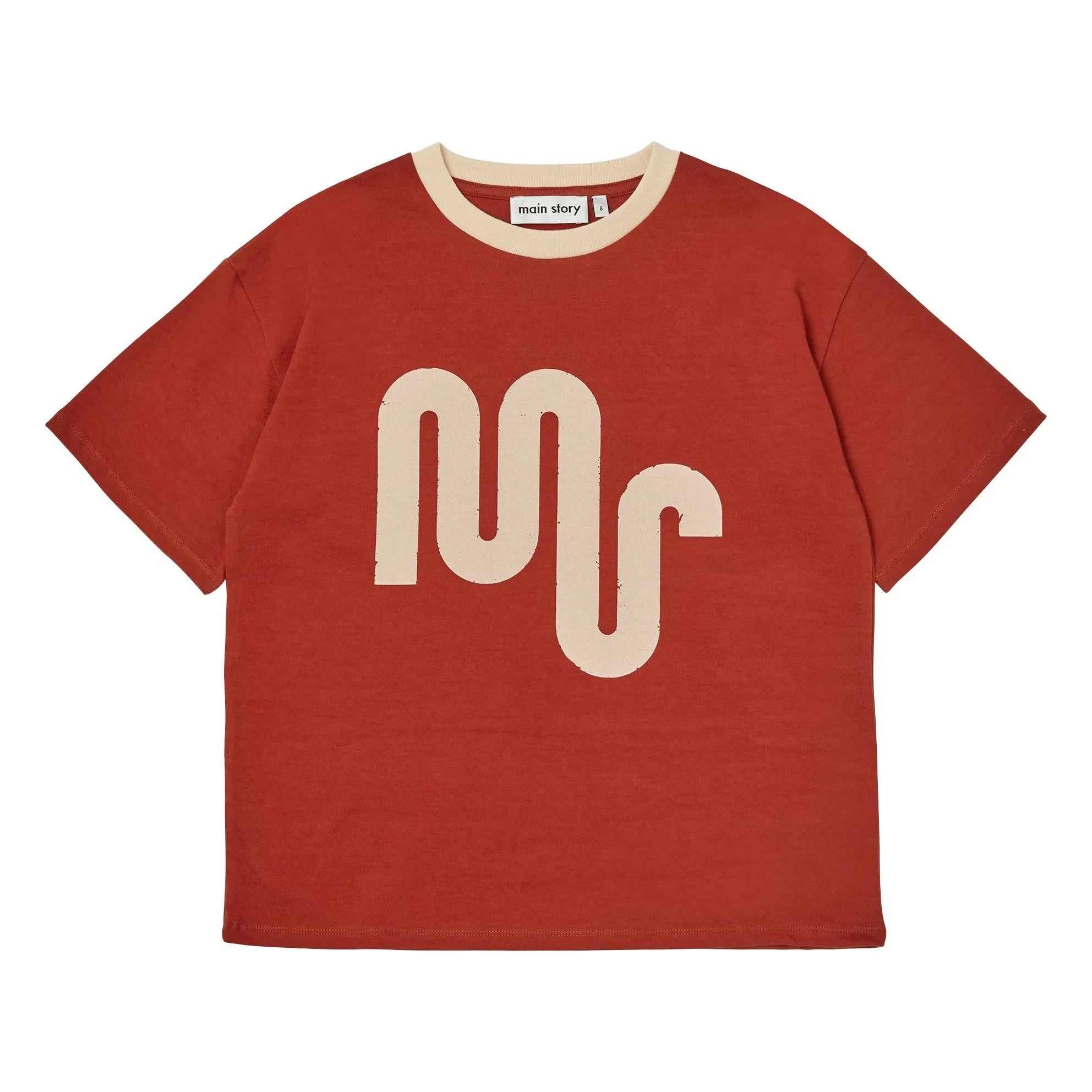 Main Story - Long Logo Organic Cotton T-Shirt | Brick red