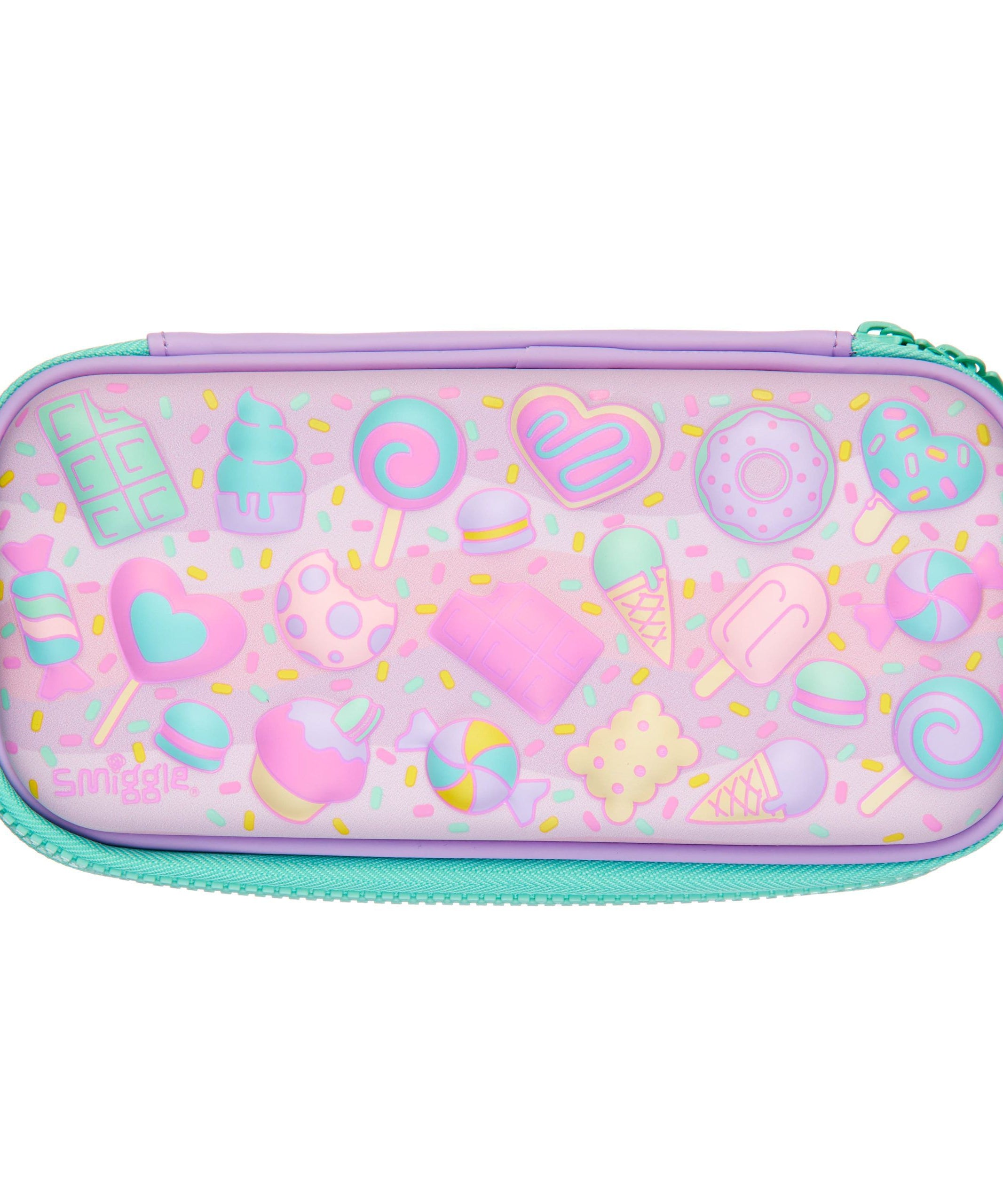 Smiggle - 3D Kabartmalı Hardtop Wondrous Dondurma Desenli Pembe Kalem Kutusu-Dinossi