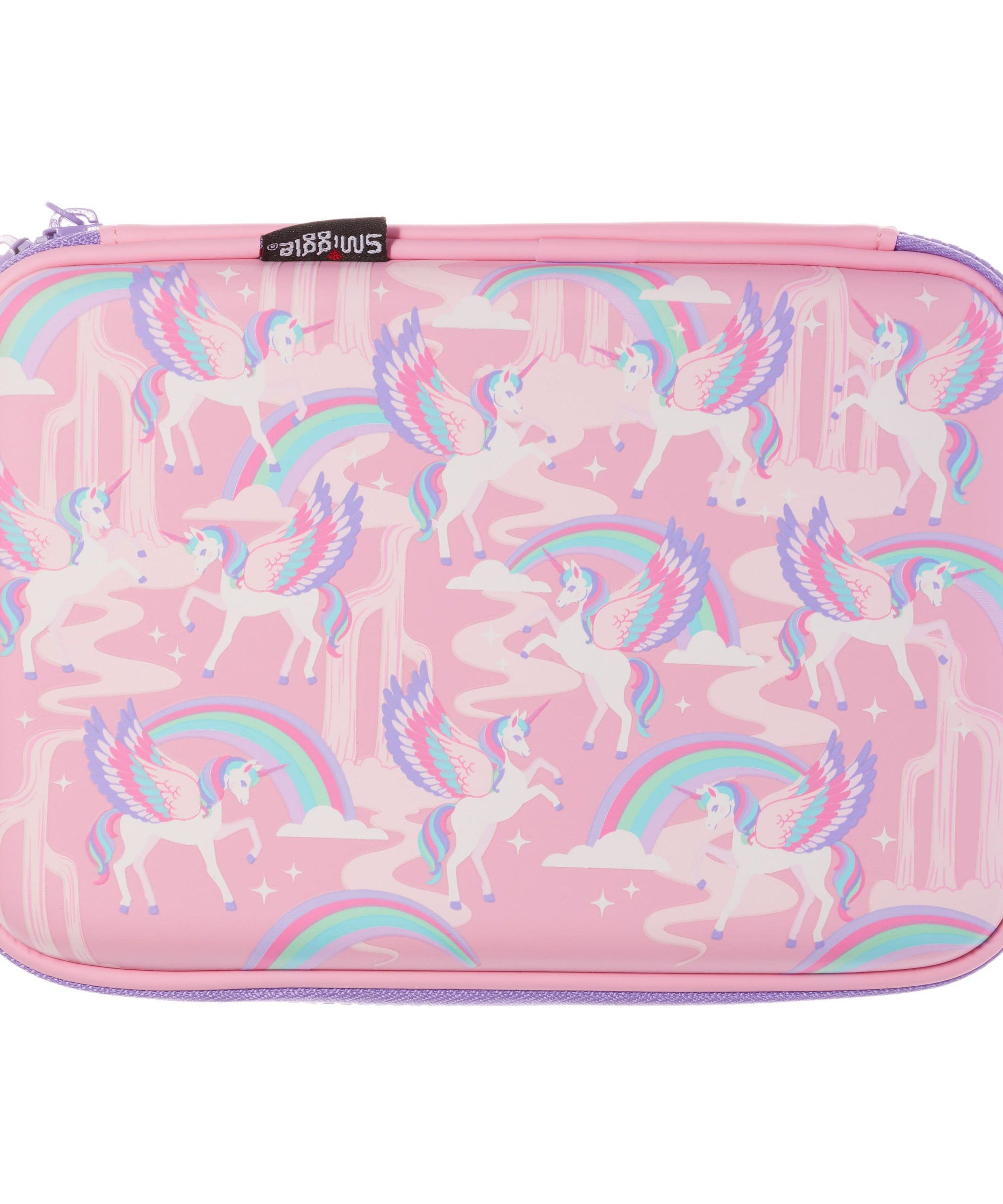 Smiggle - 3D Kabartmalı Hardtop Pembe Unicornlar Kalem Kutusu-Dinossi
