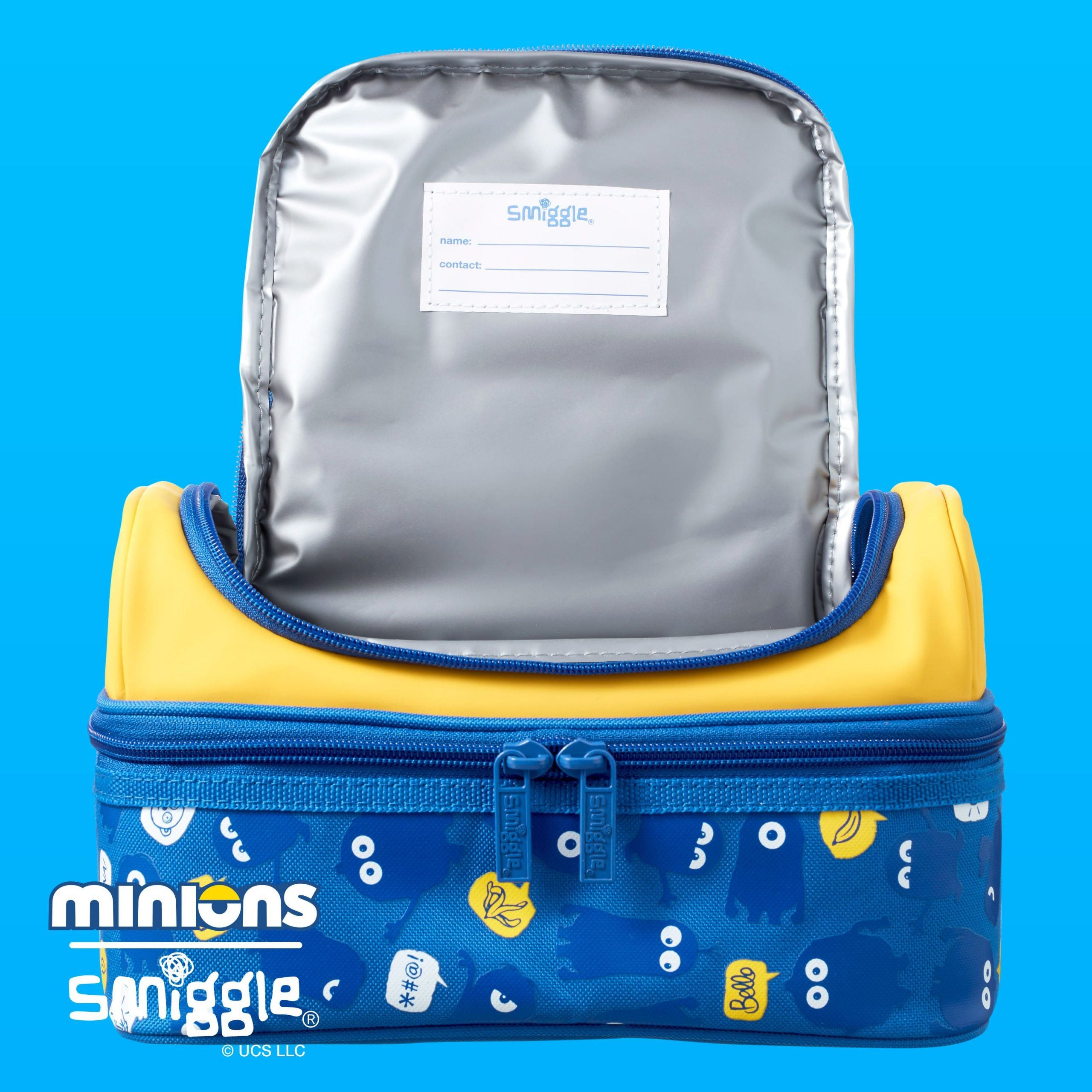 Smiggle - Minions Çift Katlı Beslenme Çantası-Dinossi