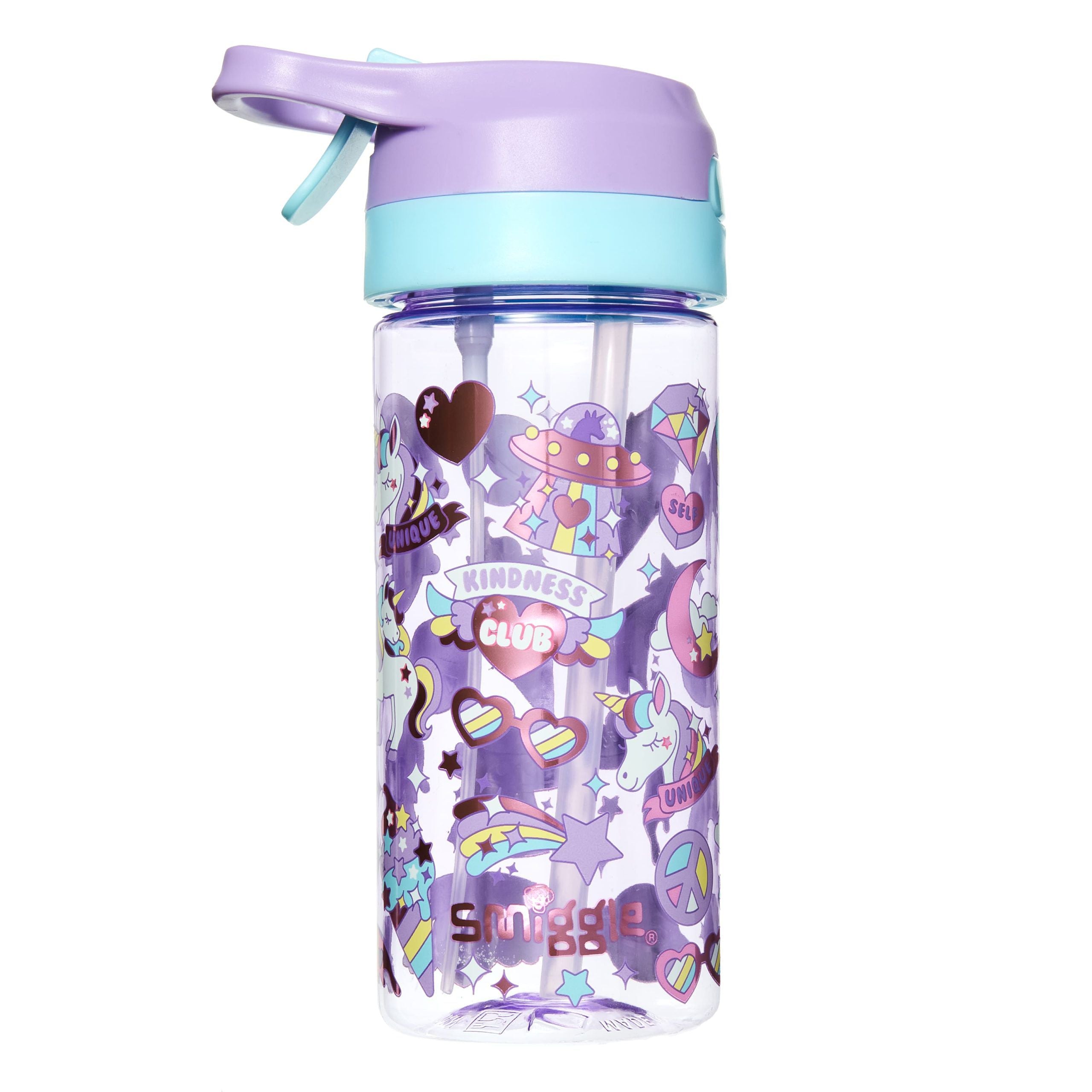 Smiggle - Hi Junior Spritz Su Püskürtmeli Pipetli 440ML BPA İçermeyen Suluk-Dinossi