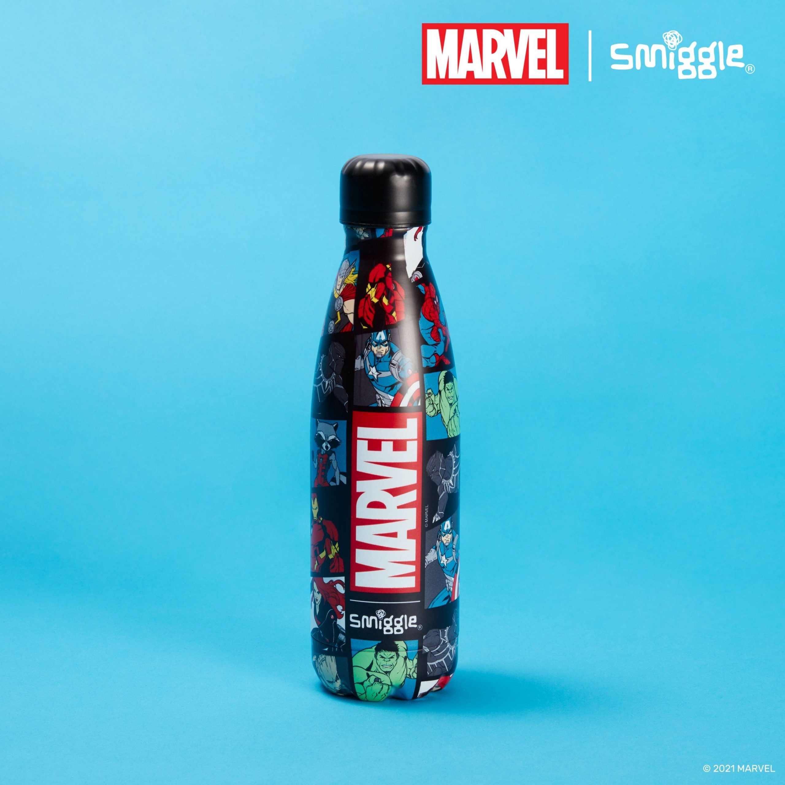 Smiggle - Marvel Paslanmaz Çelik İçecek Şişesi 500Ml-Dinossi