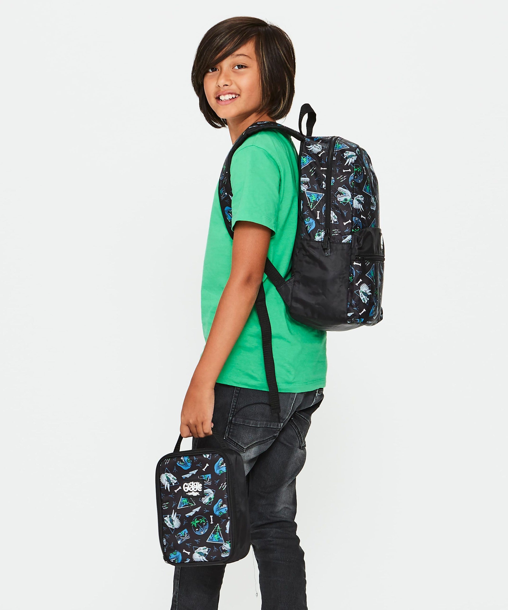 Smiggle - Giggle Siyah Dinzorlar Beslenme Çantası-Dinossi