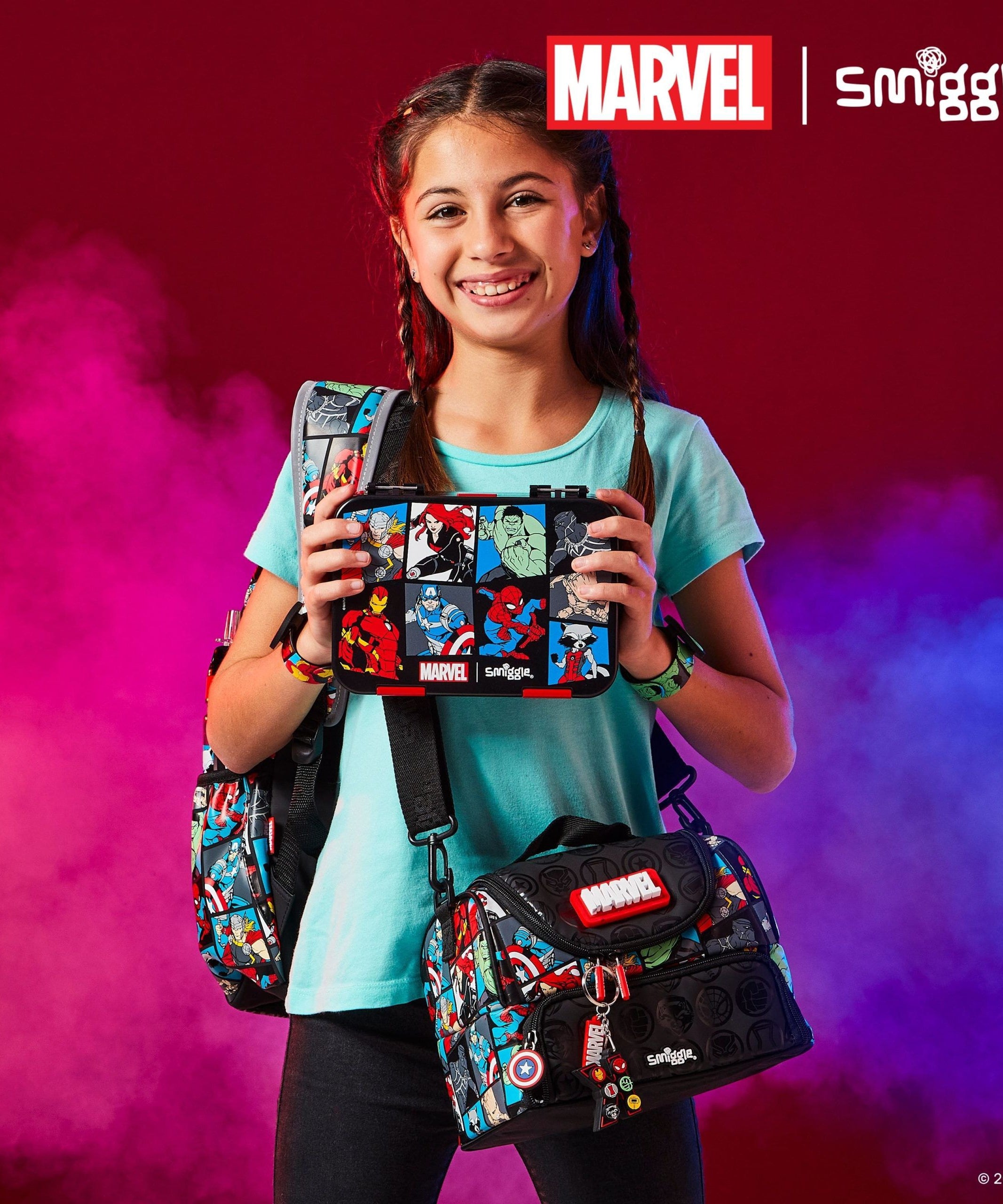 Smiggle - Marvel Çift Katlı Beslenme Çantası-Dinossi
