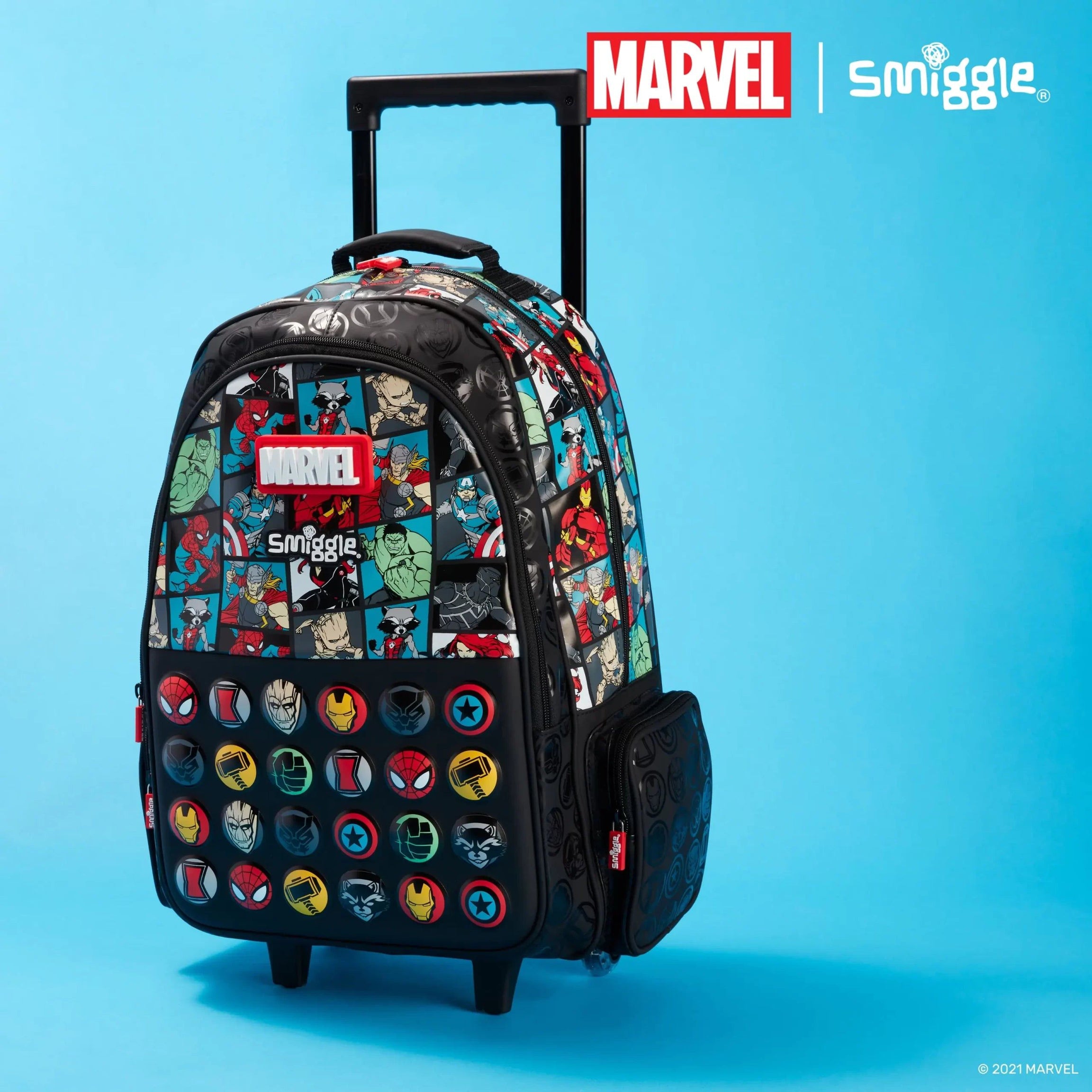 Smiggle - Marvel Çekçekli Işıklı Tekerlekli Çanta-Dinossi
