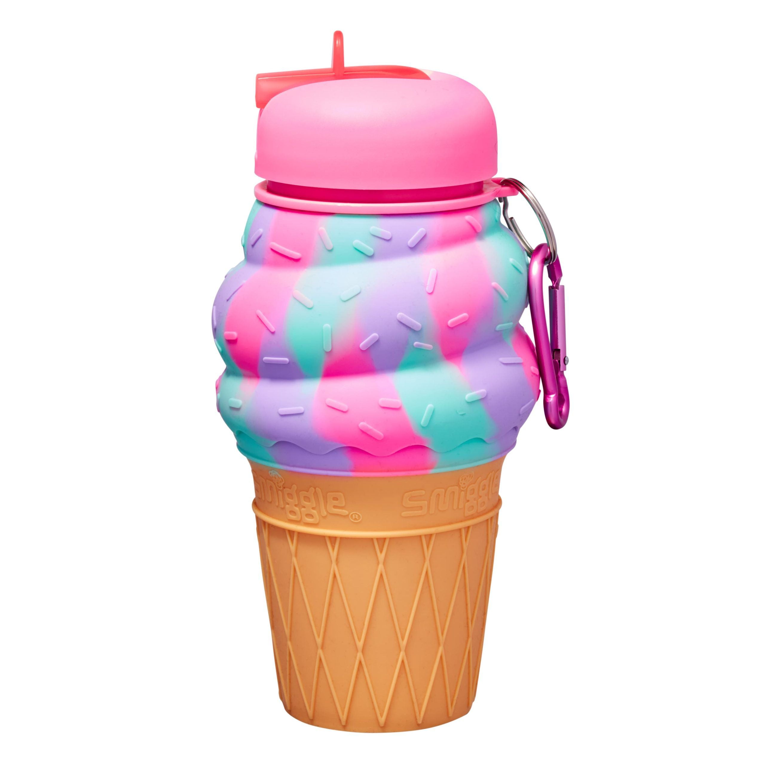 Smiggle - Junior Dondurma Desenli Pipetli Silikonlu İçecek Şişesi-Dinossi