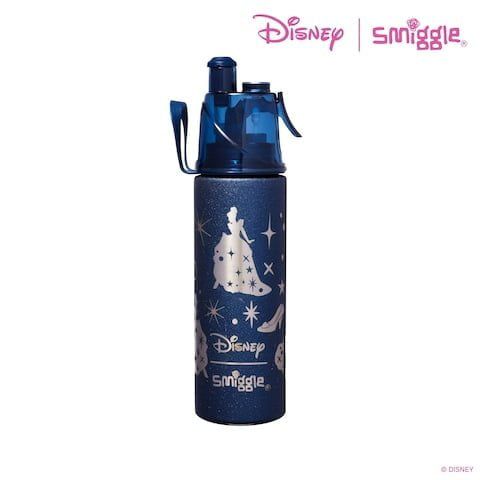 Smiggle - Disney Princess Su Püskürtmeli Paslanmaz Çelik Spritz Lacivert Matara 500Ml-Dinossi