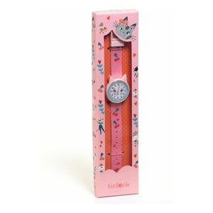 Djeco - TICLOCK - Cat Clock | Pink