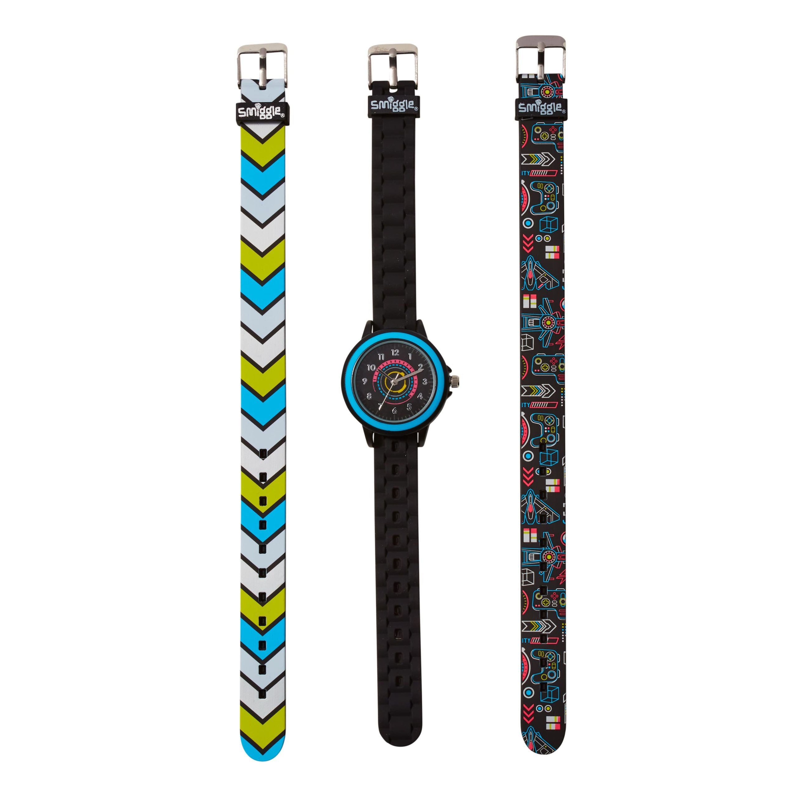 Smiggle - Siyah Değiştirilebilir Kordon Kayışlı Kol Saati-Dinossi