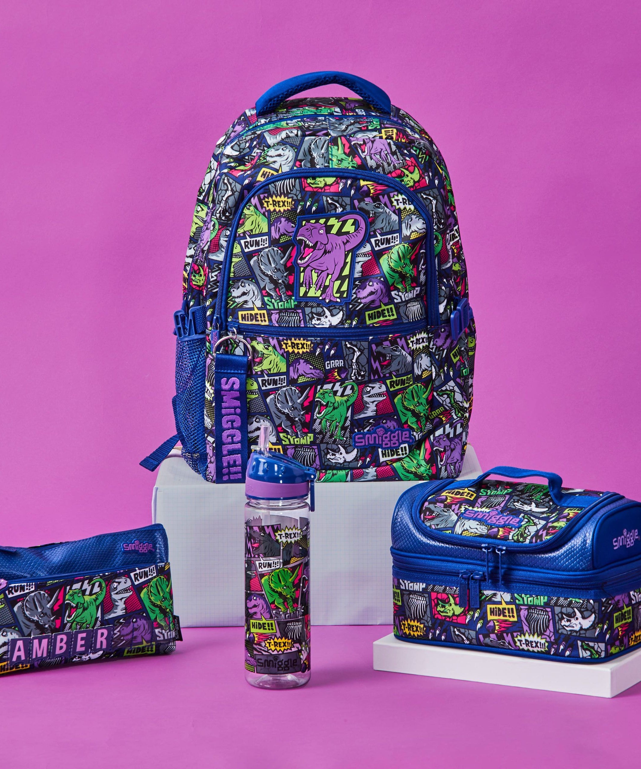 Smiggle - Bright Side Çift Katlı Beslenme Çantası-Dinossi