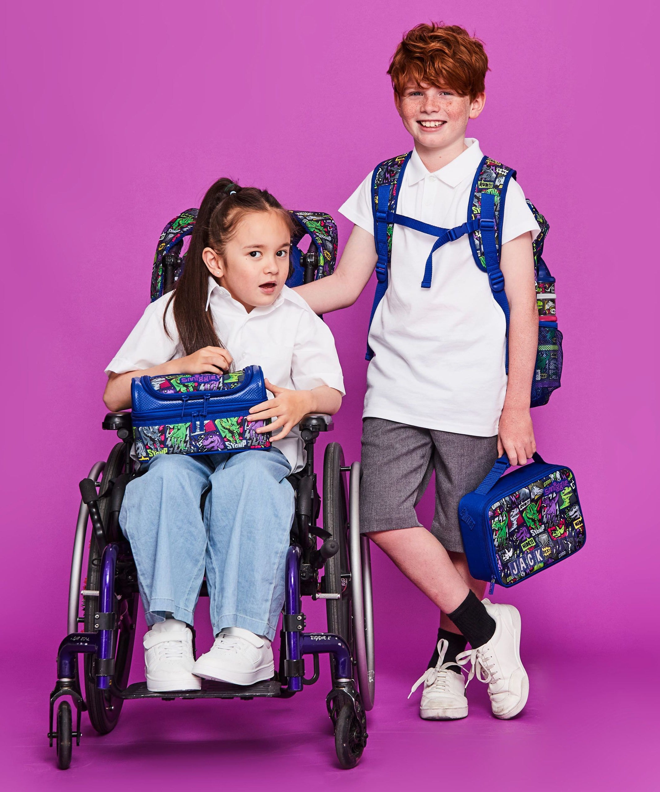 Smiggle - Bright Side Çift Katlı Beslenme Çantası-Dinossi