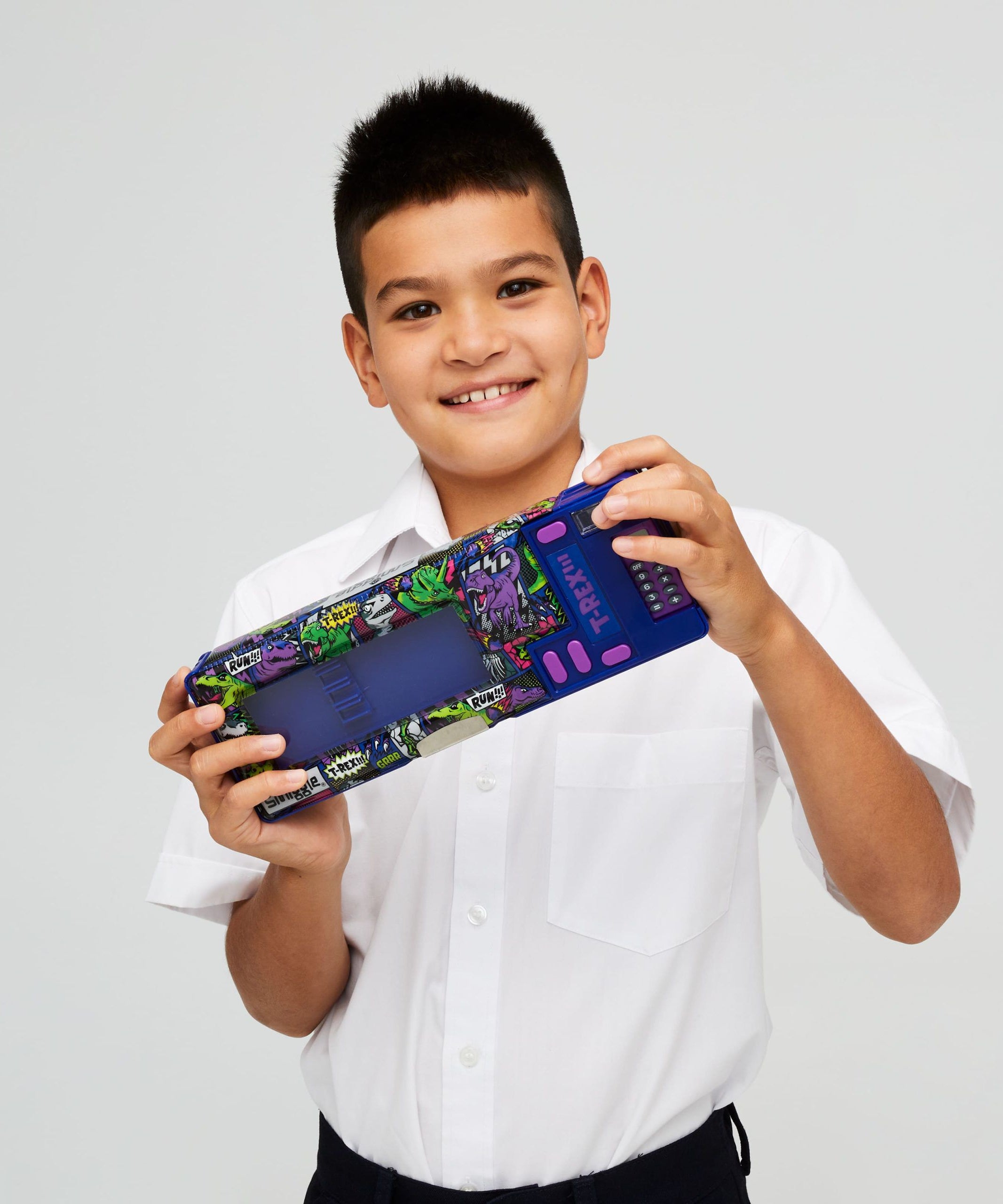 Smiggle - Bright Side Hesap Makineli Otomatik Kalem Kutusu-Dinossi