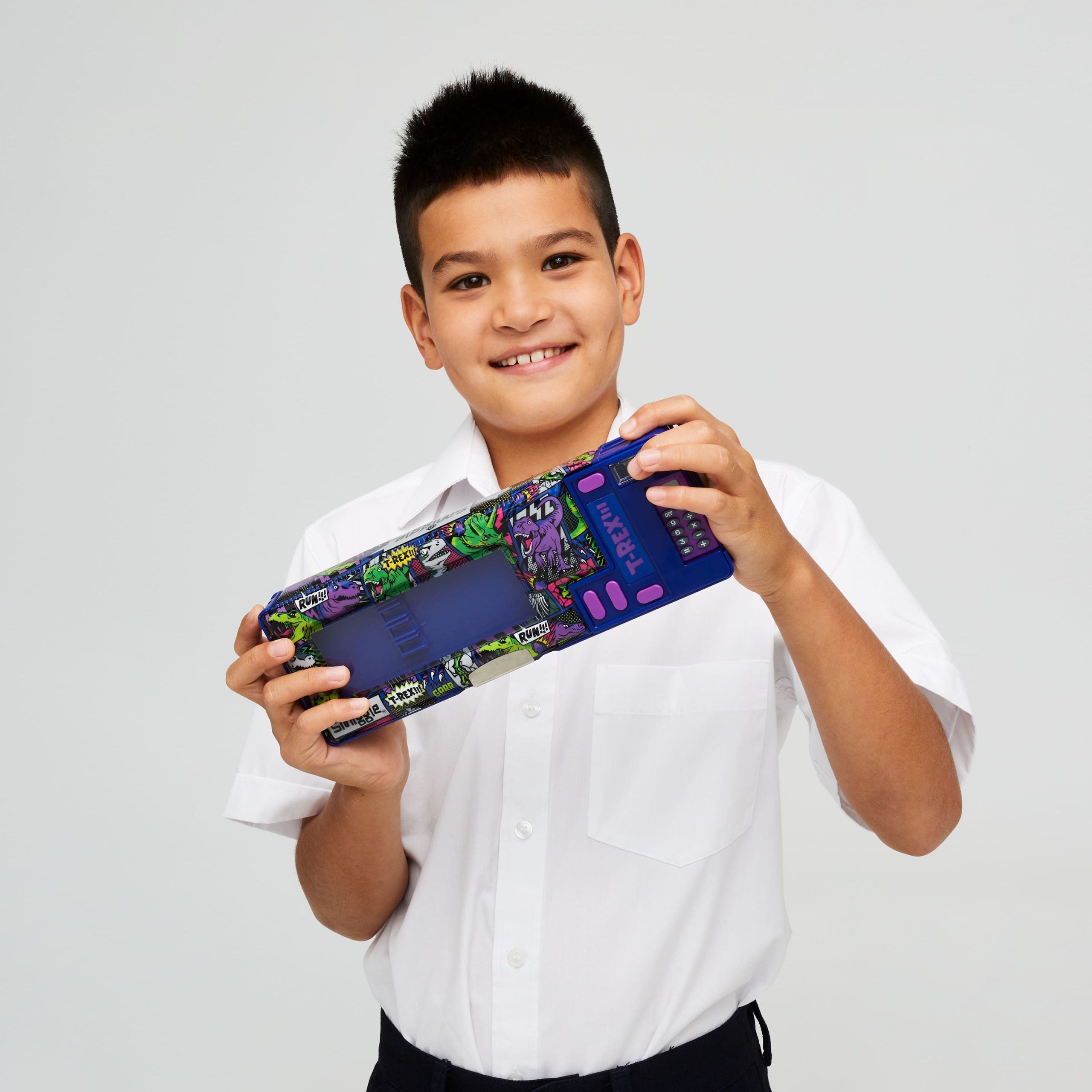 Smiggle - Bright Side Hesap Makineli Otomatik Kalem Kutusu-Dinossi