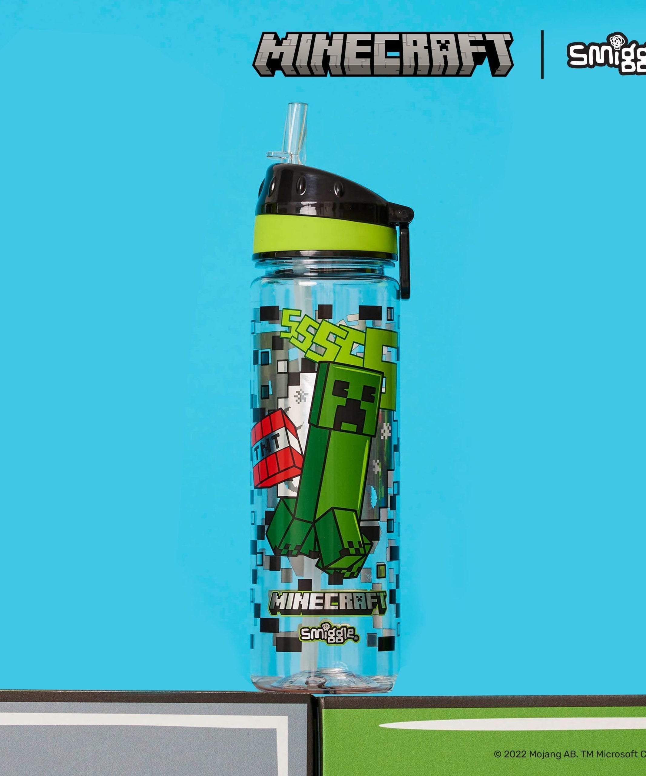 Smiggle - Minecraft Pipetli 650ML BPA&apos;sız Suluk-Dinossi
